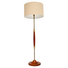 1960's Vintage Walnut & Brass Floor Lamp