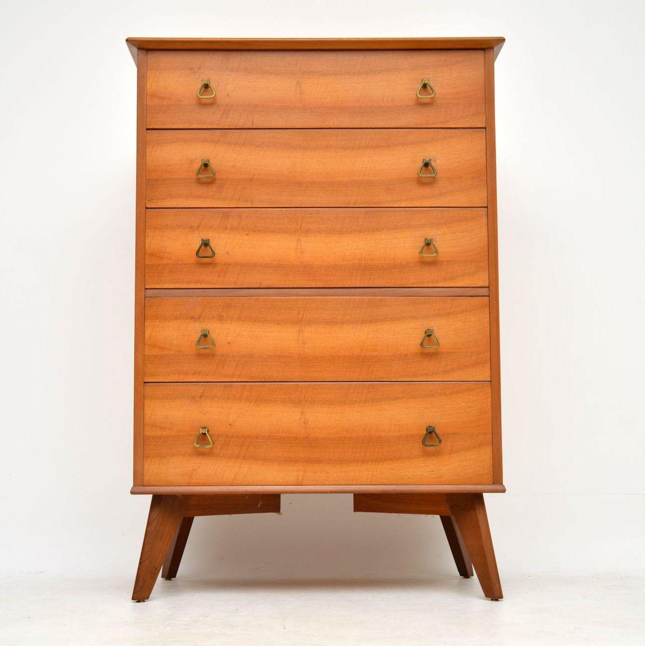 English 1960s Vintage Walnut Chest of Drawers by Alfred Cox