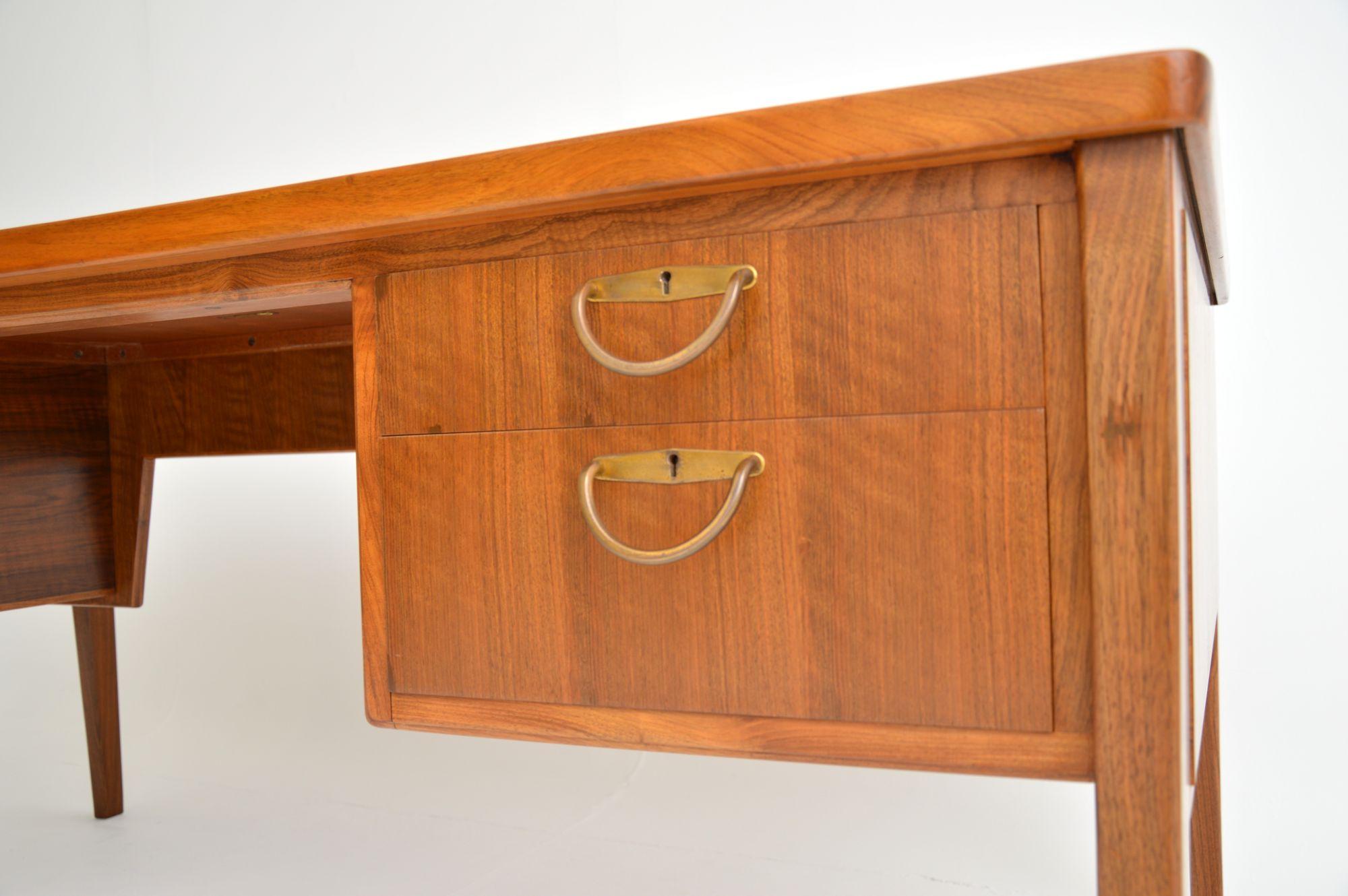 Mid-Century Modern 1960's Vintage Walnut Executive Desk by Gordon Russell