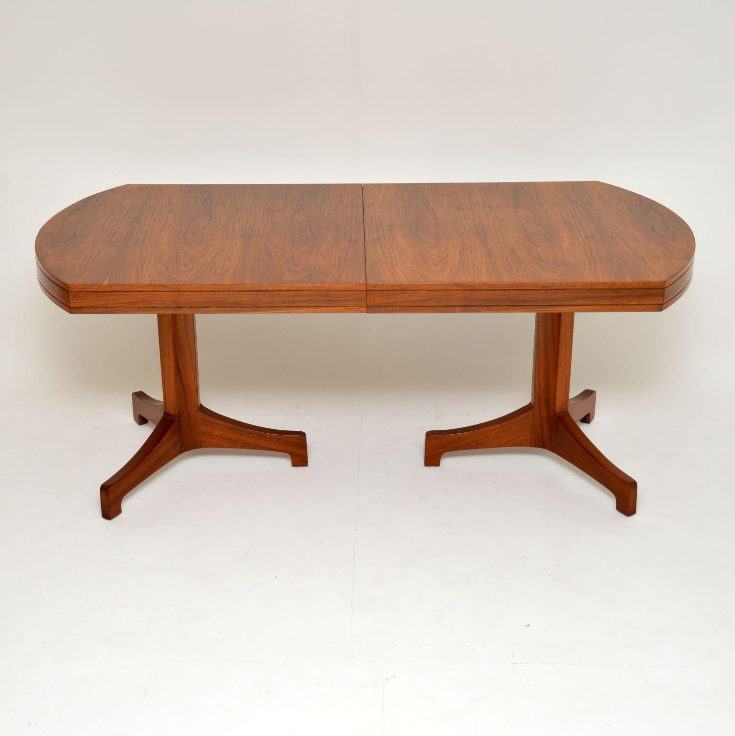 English 1960s Vintage Walnut Extending Dining Table by Robert Heritage