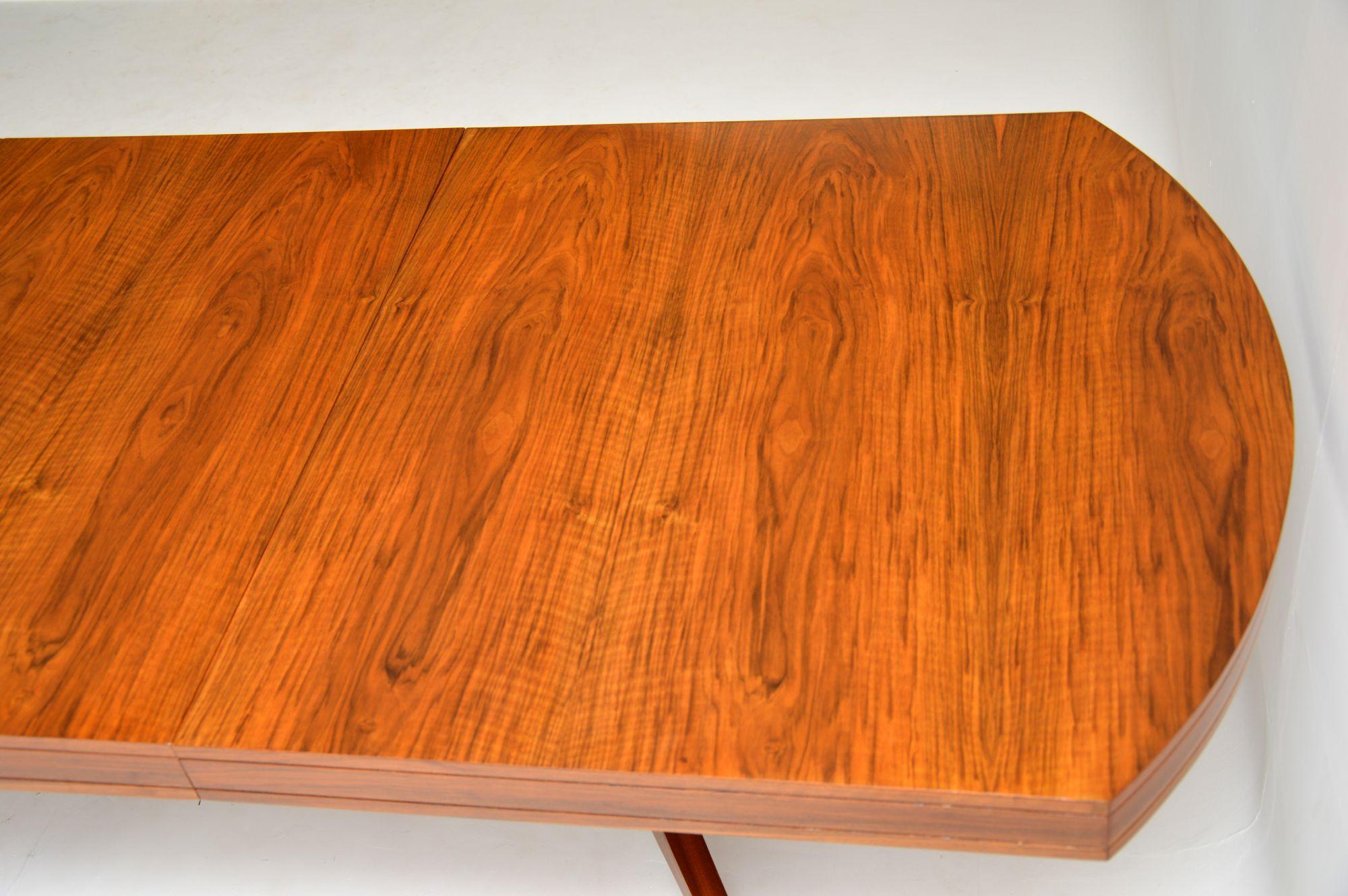 English 1960s Vintage Walnut Extending Dining Table by Robert Heritage