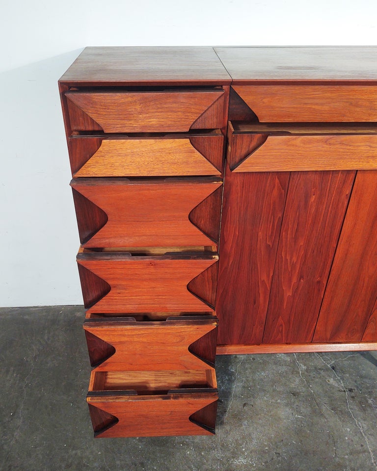 1960s Vintage Walnut Gentleman's Dresser With Mirror by Grosfeld House
