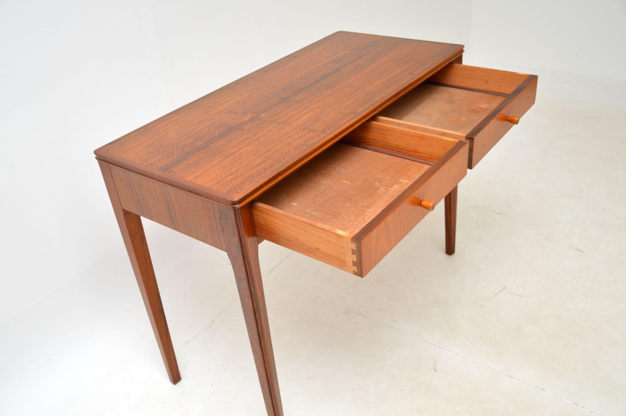 1960s Vintage Walnut & Teak Console Side Table / Desk 4