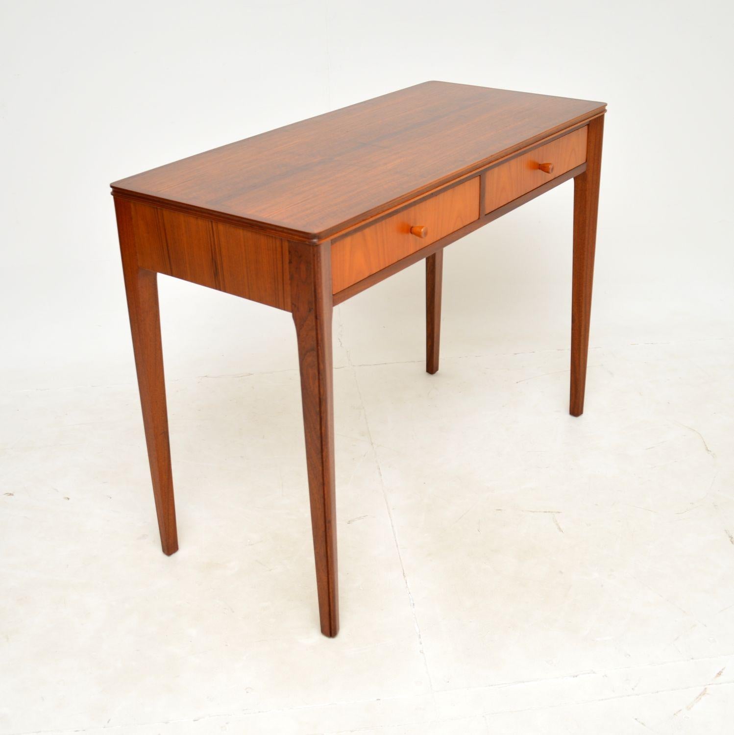 Mid-Century Modern 1960s Vintage Walnut & Teak Console Side Table / Desk