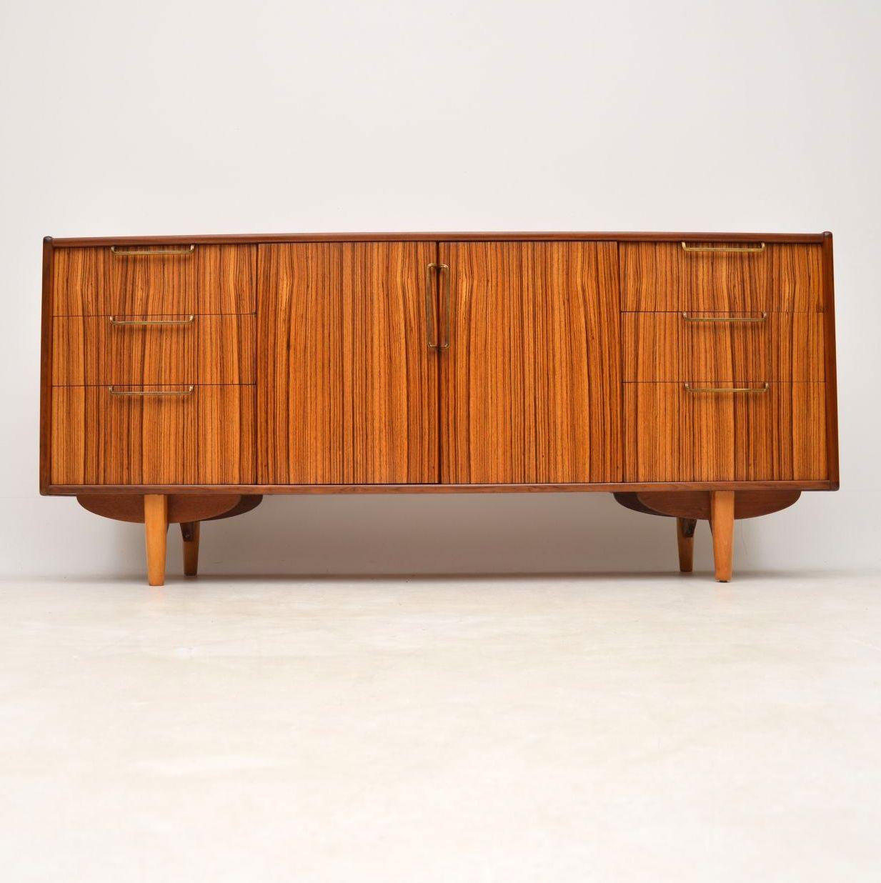 Mid-Century Modern 1960s Vintage Walnut & Zebrano Sideboard