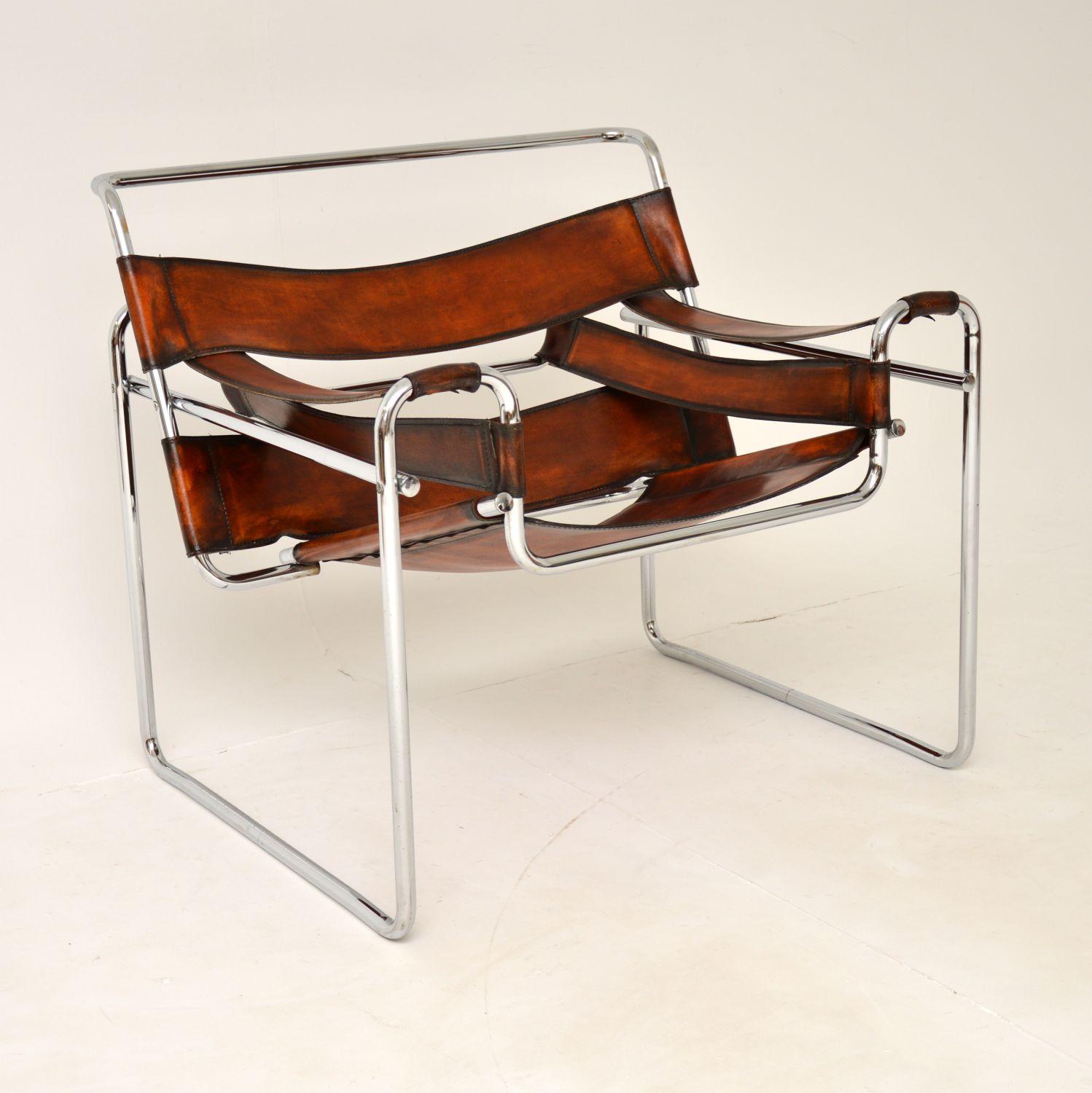 A stylish and iconic ‘Wassily’ armchair originally designed by Marcel Breuer in the 1920’s. This is a 1960’s production most likely by Gavina, made in Italy. It is of super quality and is in nice vintage condition.

We have had this recently hand