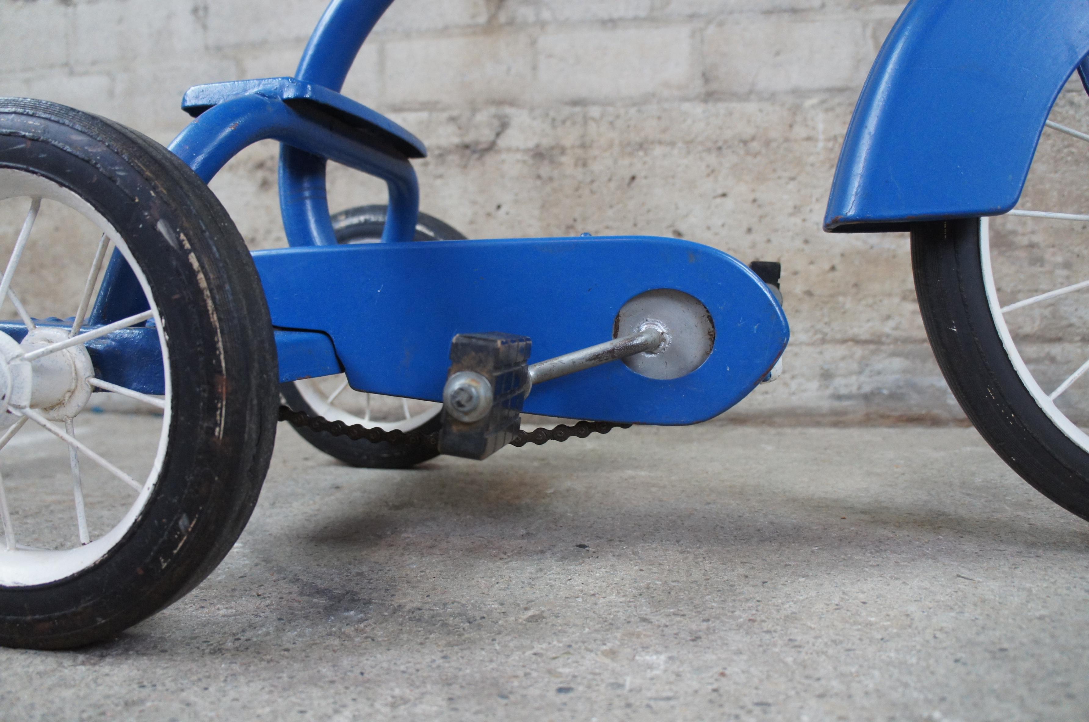 1960s Vintage Western Flyer Blue & White Childs Tricycle Pedal Bike Atomic 1