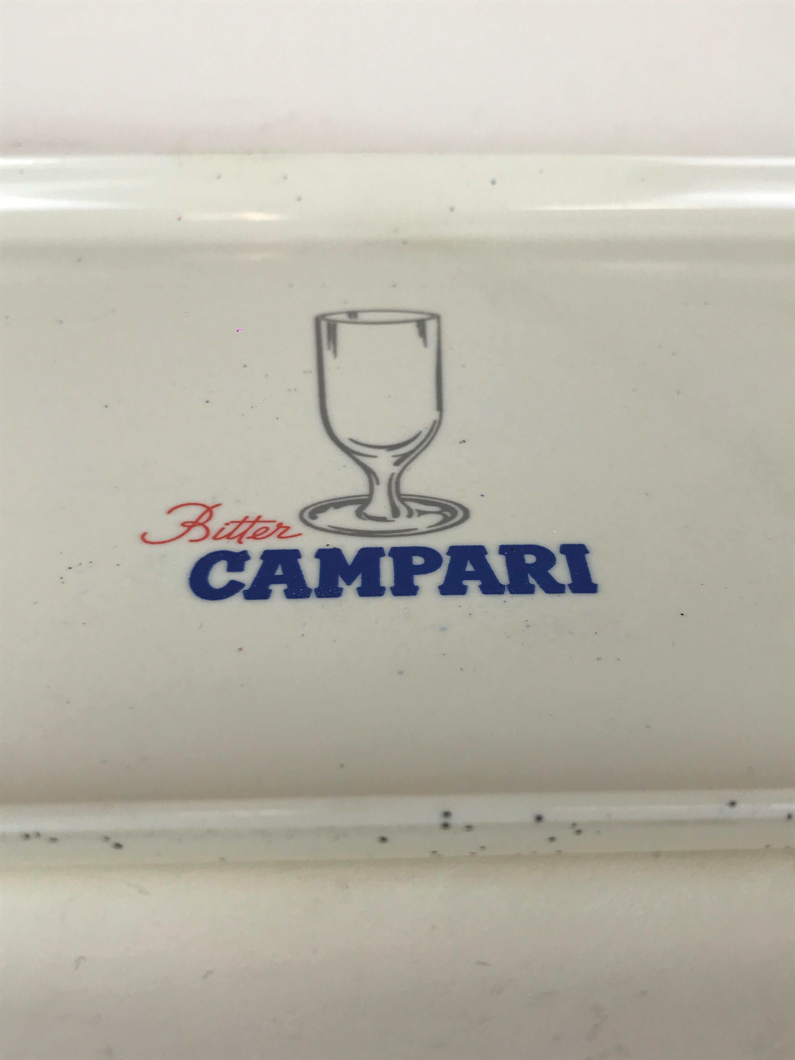 1960s Vintage White Plastic Italian Bitter Campari Rectangular Bar Tray For Sale 4