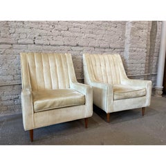 1960s Vintage Wingback Chairs - A Pair Plus Ottoman