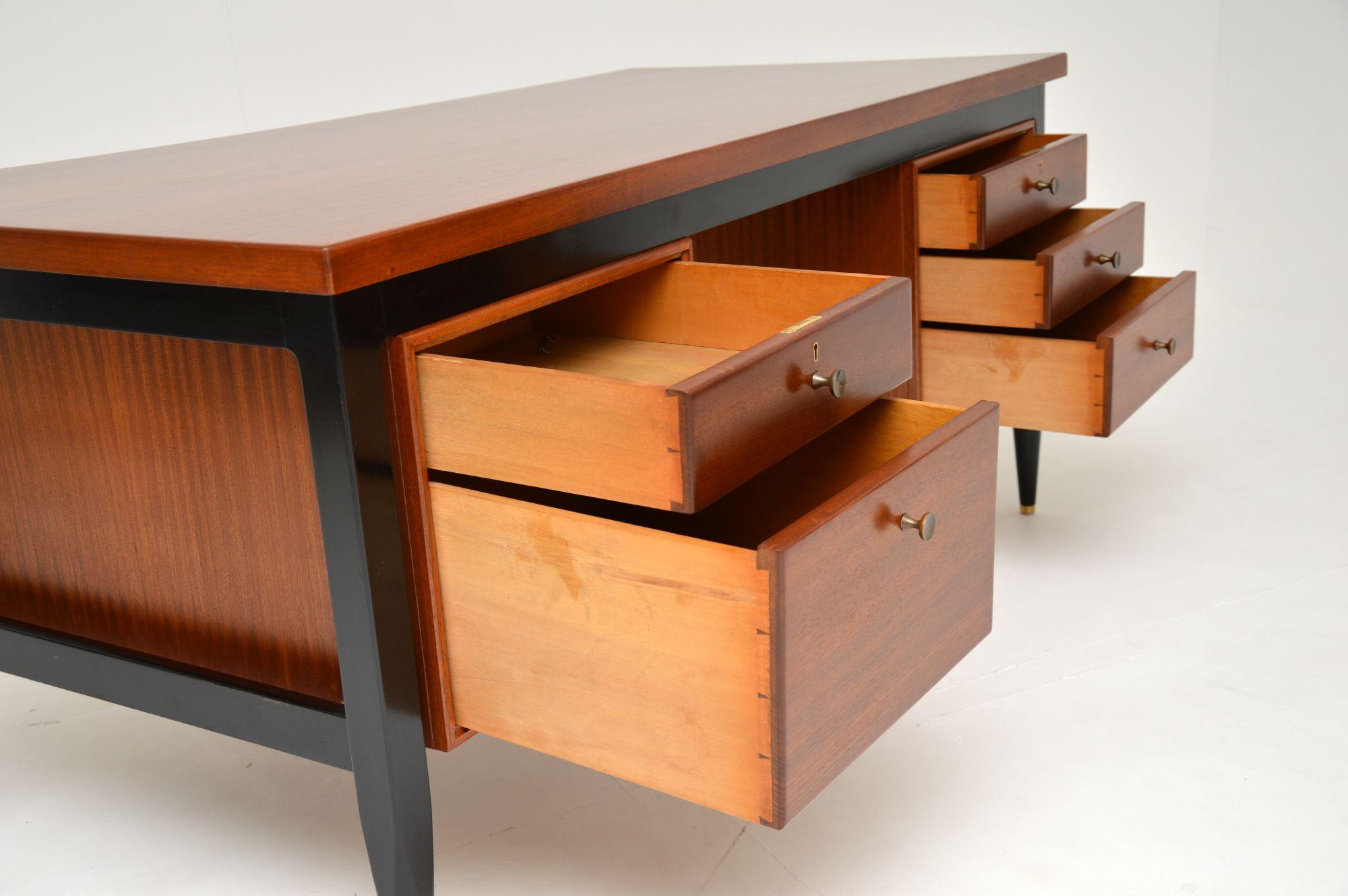 1960's Vintage Wood & Brass Desk 3