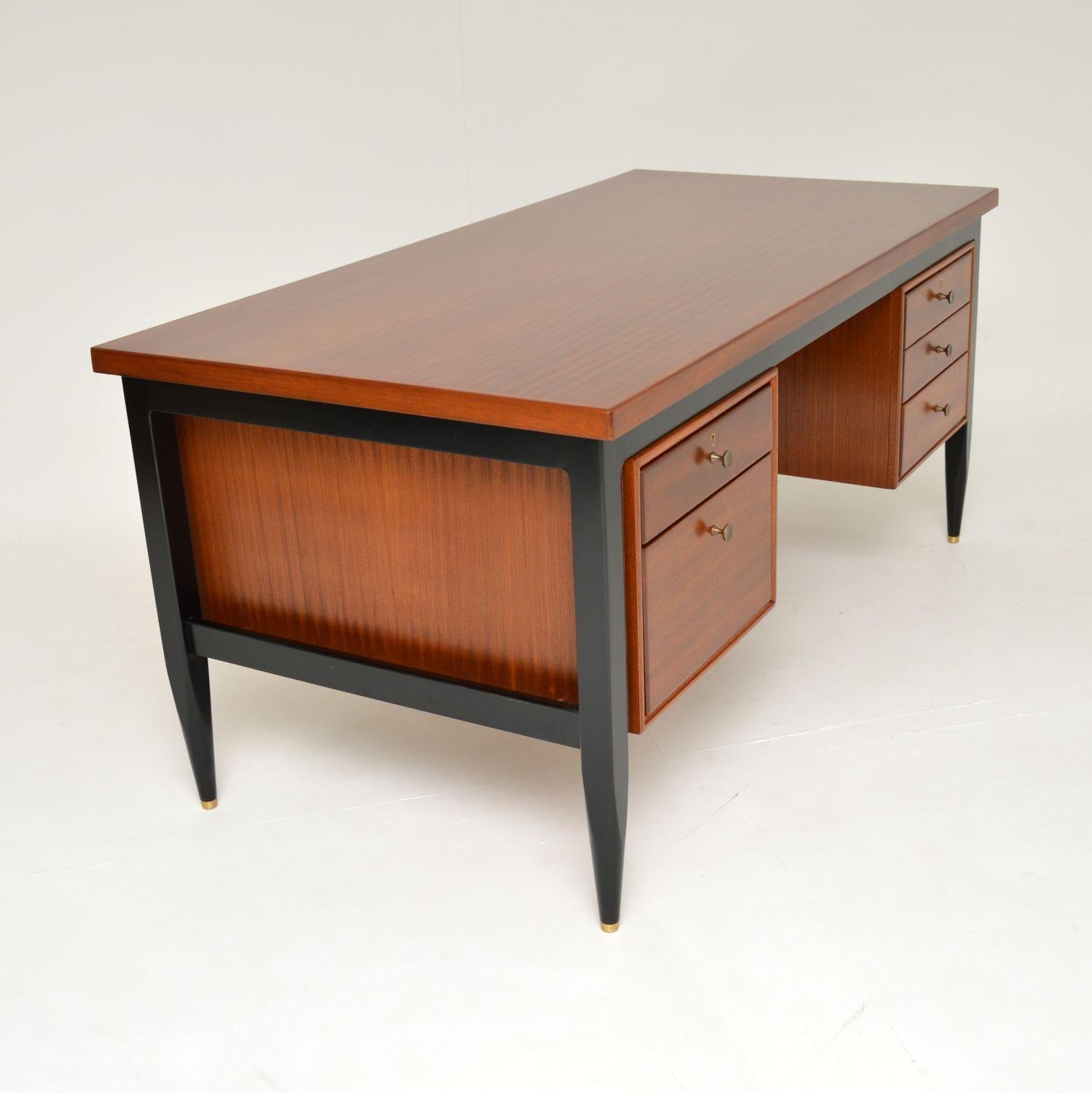 1960's Vintage Wood & Brass Desk 4