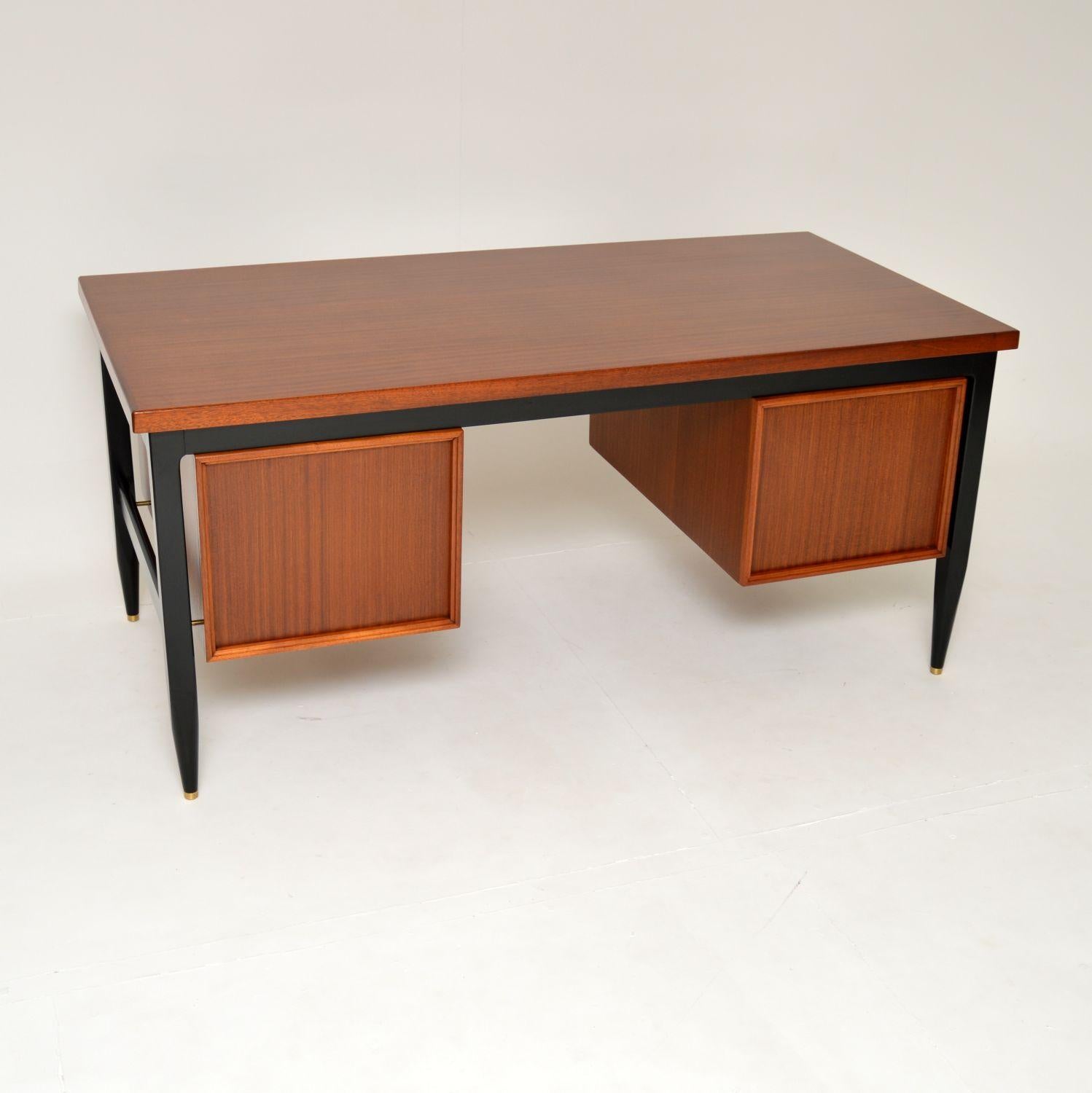 1960's Vintage Wood & Brass Desk 5