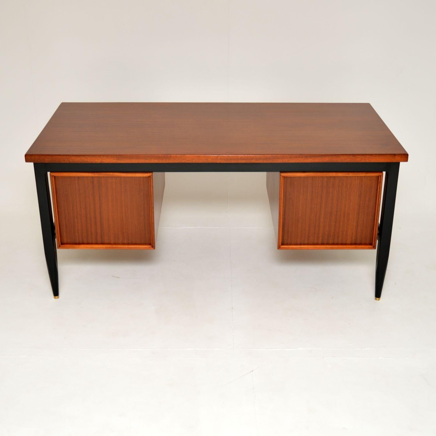 1960's Vintage Wood & Brass Desk 6