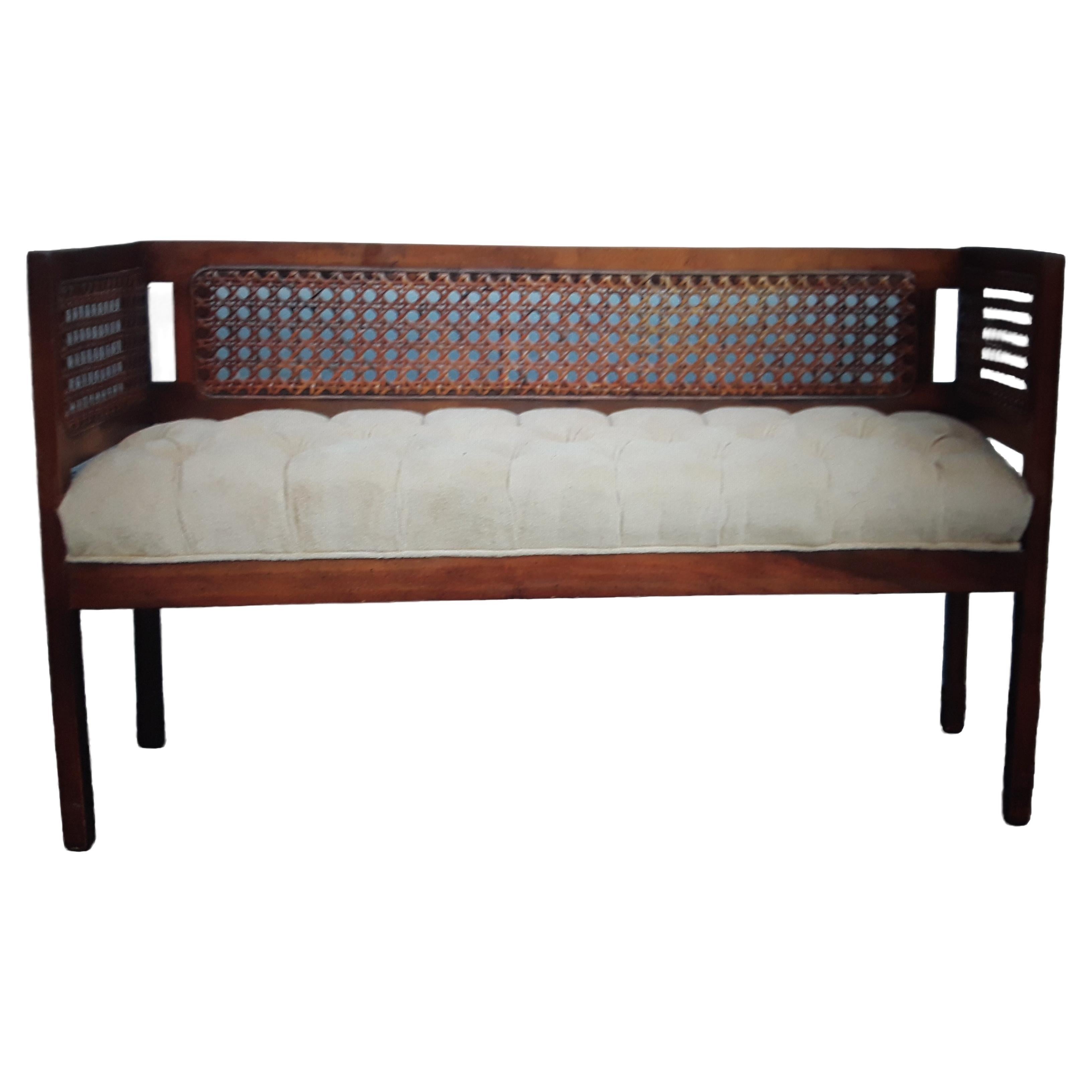 Wood Wrapped Red Settee For Sale at 1stDibs wood wrapped sofa