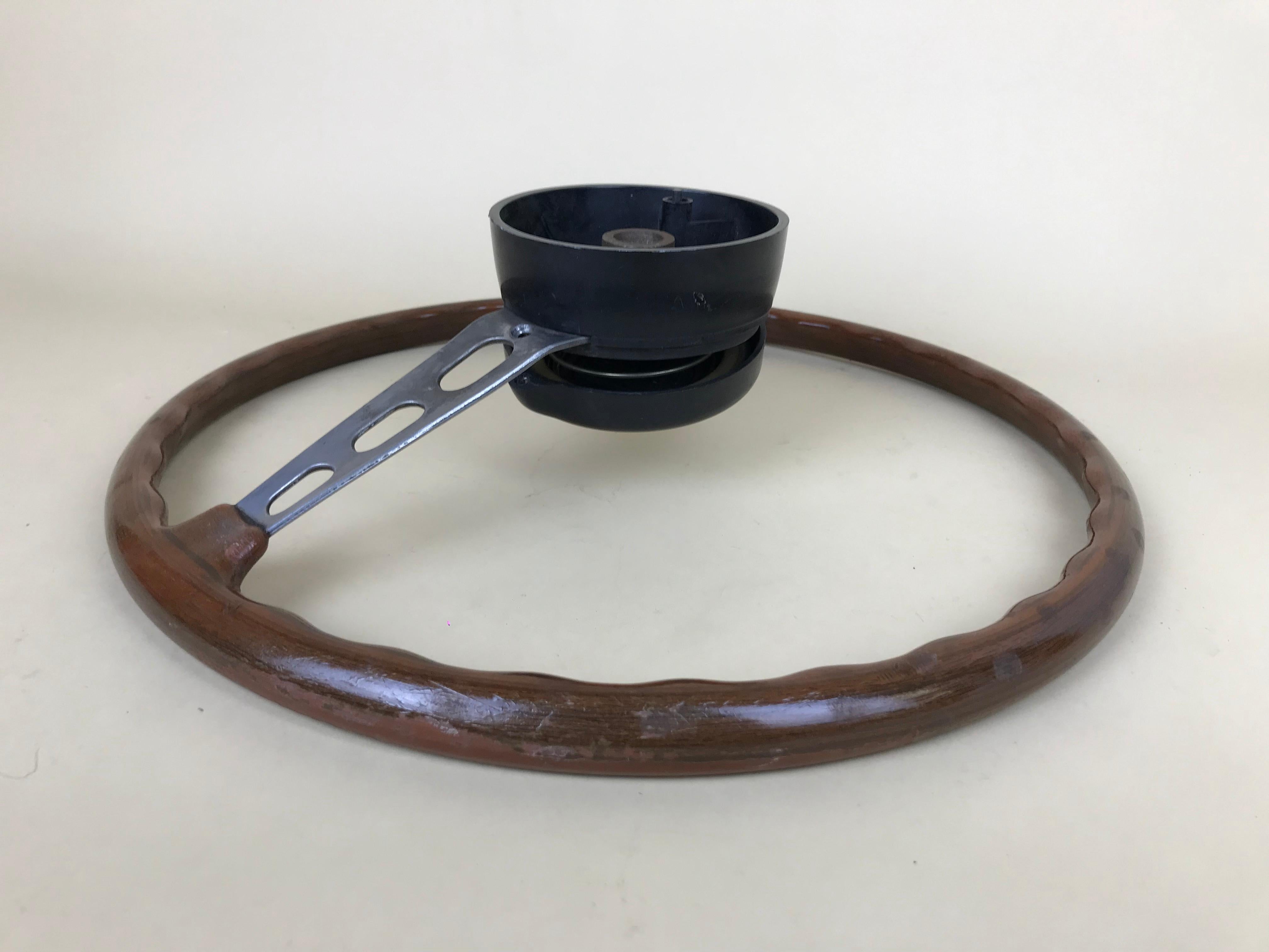 1960s Vintage Wooden and Metal Lancia Steering Wheel Made in Italy For Sale 10