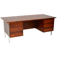 1960s Vintage Wooden / Chrome Executive Desk