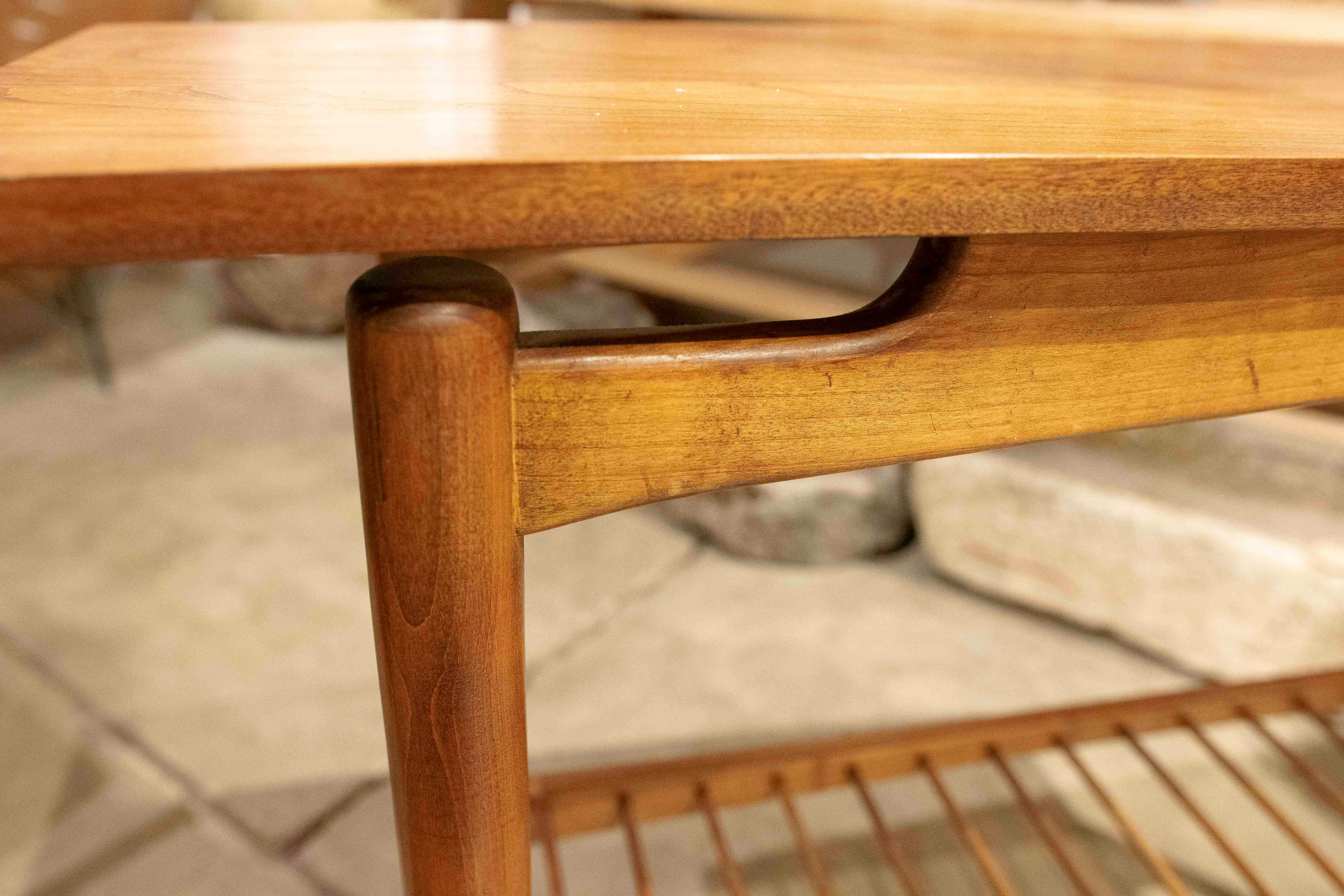 1960s Vintage Wooden Console with Lower Shelf For Sale 4