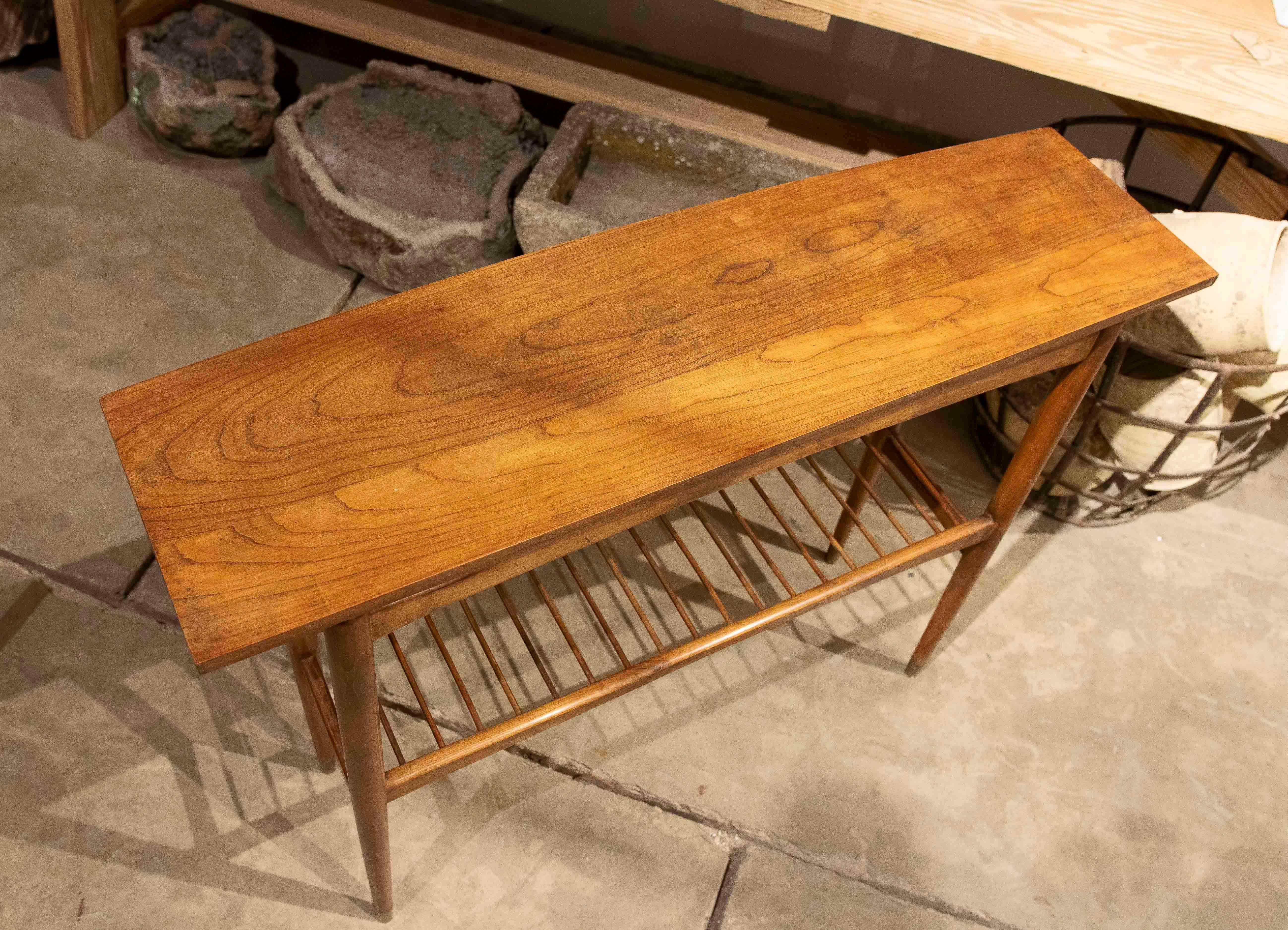 1960s Vintage Wooden Console with Lower Shelf For Sale 5
