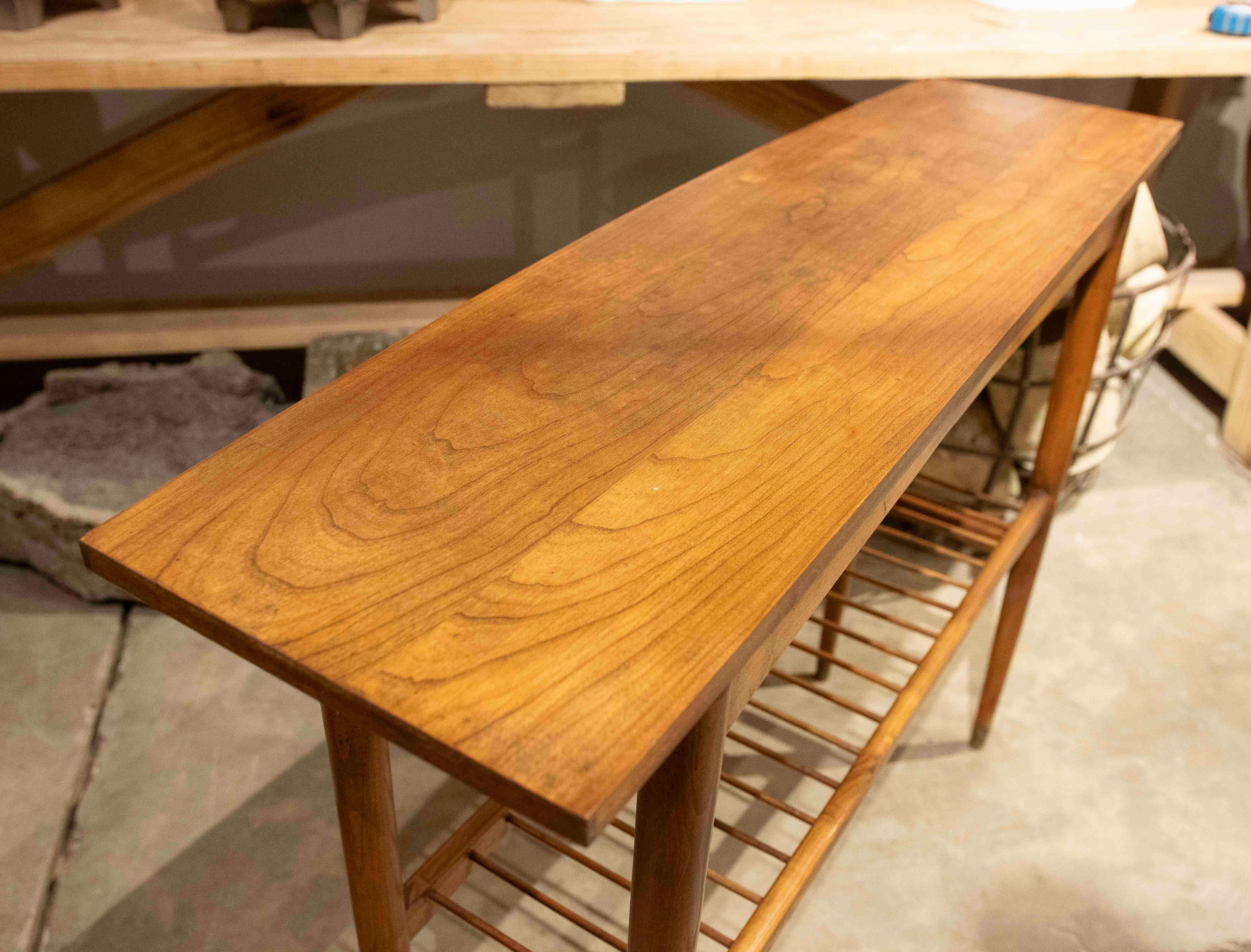 1960s Vintage Wooden Console with Lower Shelf For Sale 6