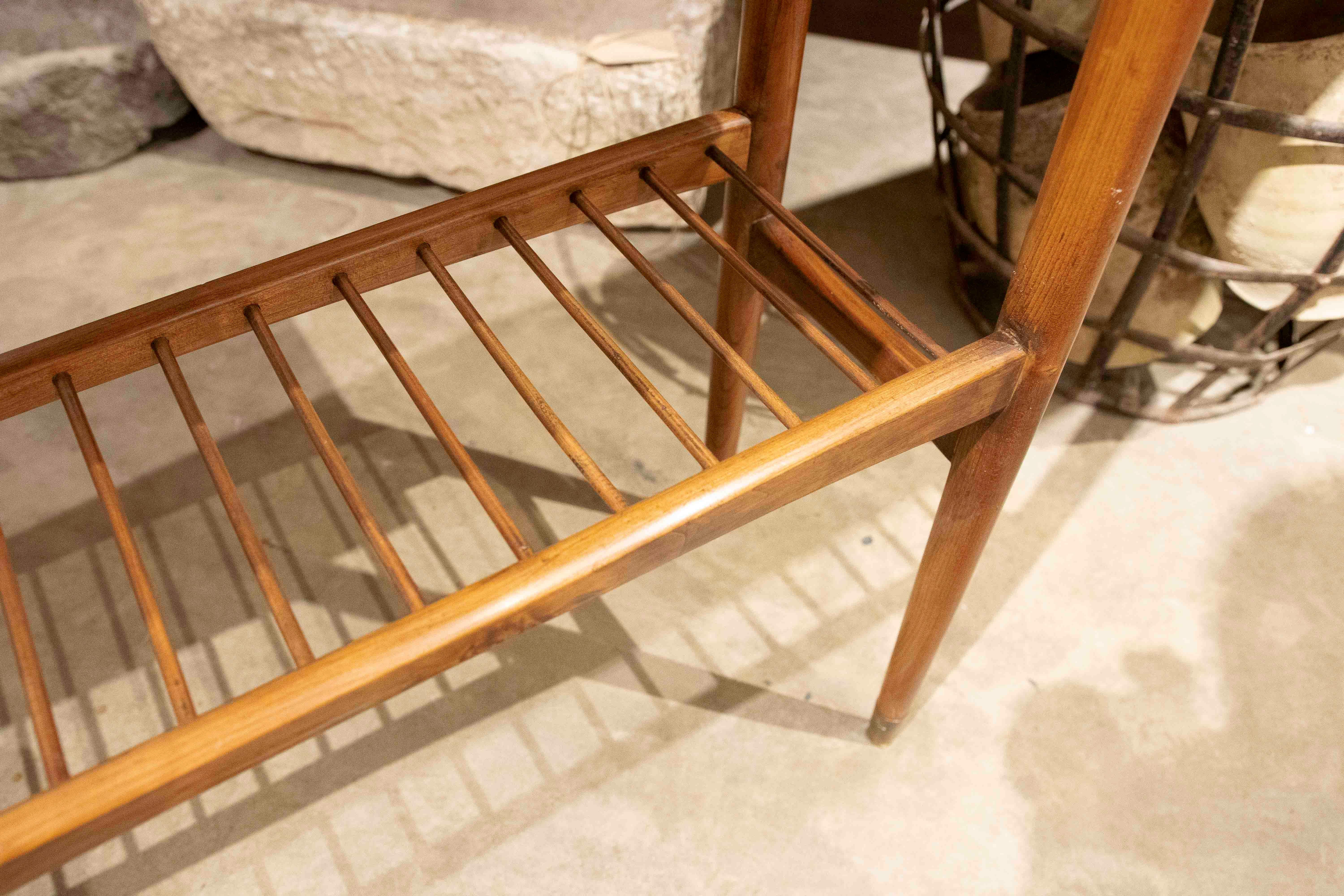 1960s Vintage Wooden Console with Lower Shelf For Sale 2