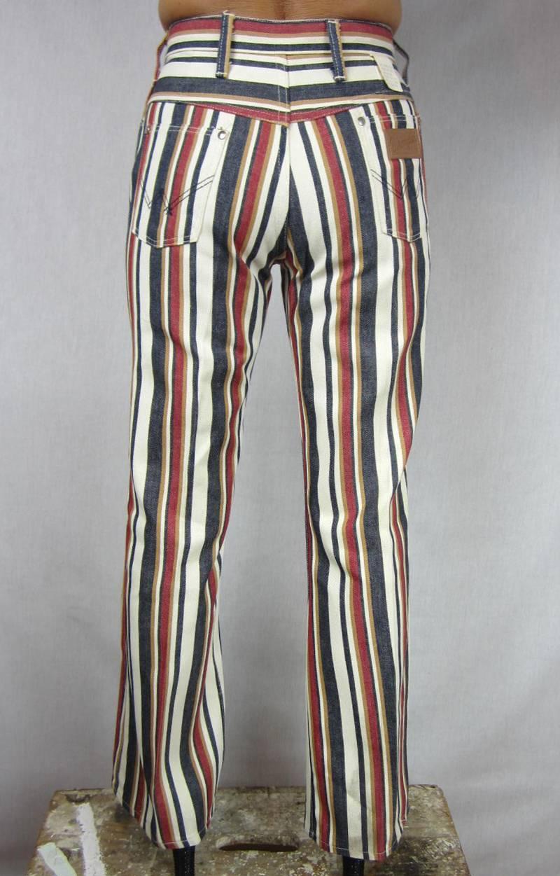 1960er Jahre Vintage Wrangler Jeans Hippie gestreifte Knopfleiste vorne, neu, nie getragen   (Beige) im Angebot