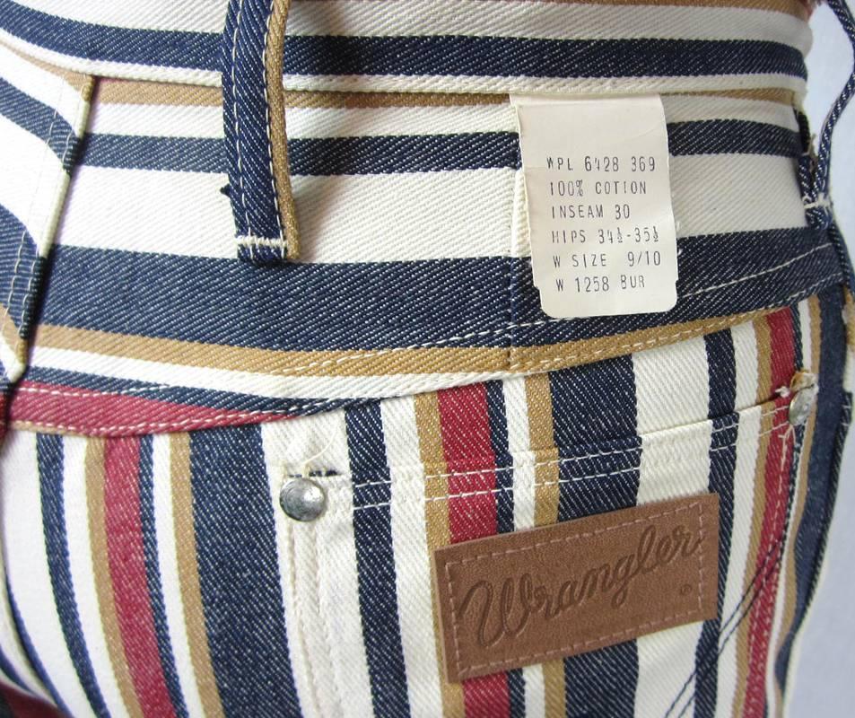 1960s Vintage Wrangler Jeans Hippie Striped button front, New Never Worn   In New Condition For Sale In Wallkill, NY