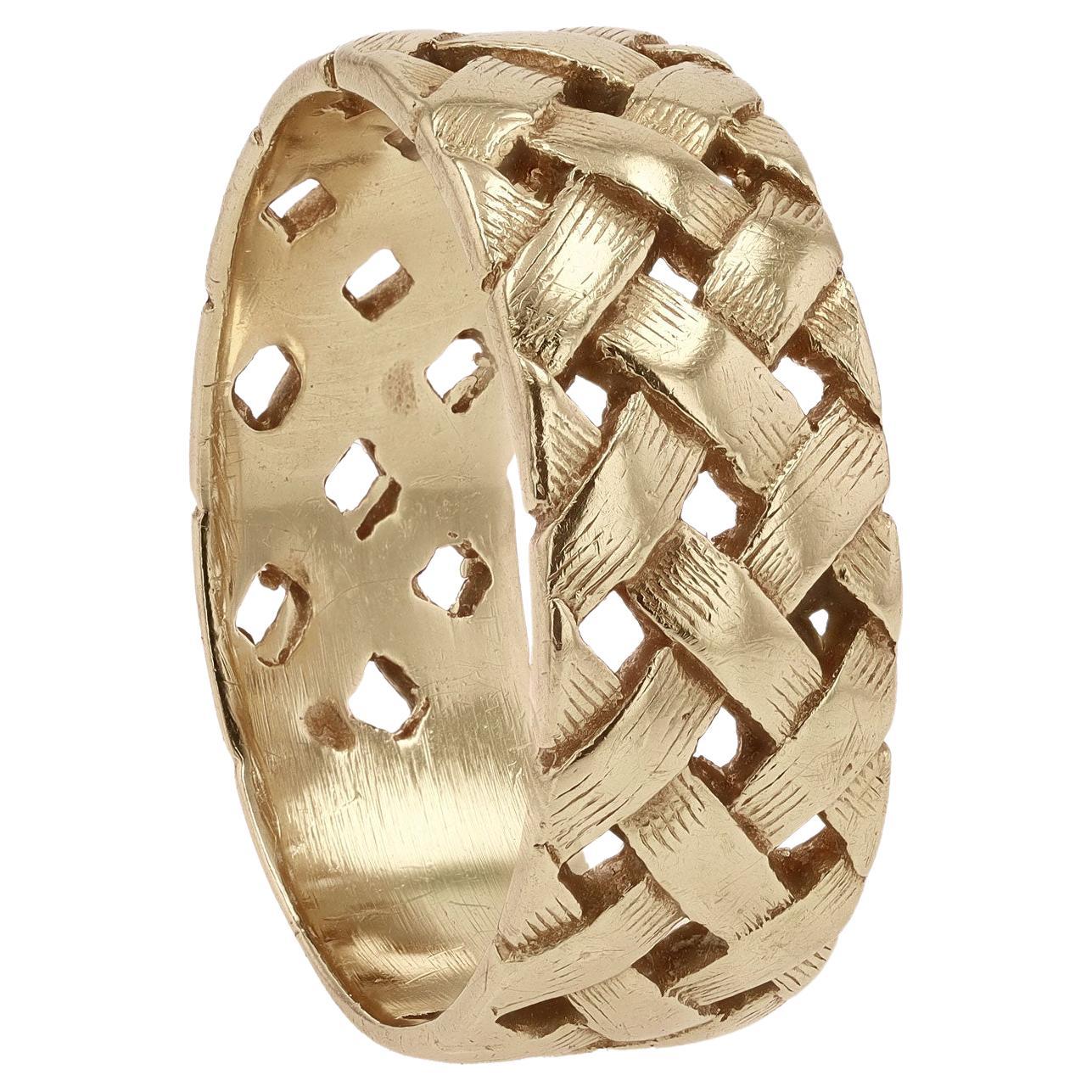 1960s Vintage Yellow Gold Braided Band For Sale