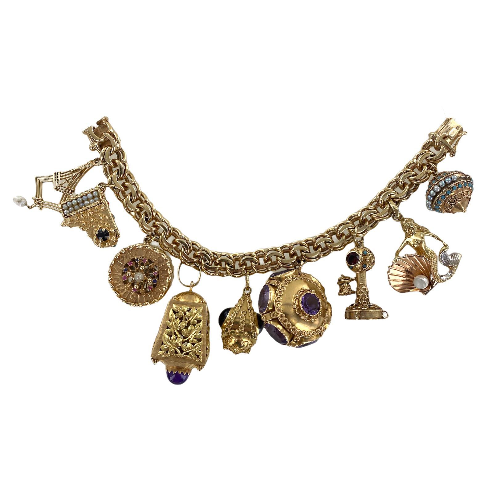 1960s gold charm bracelet