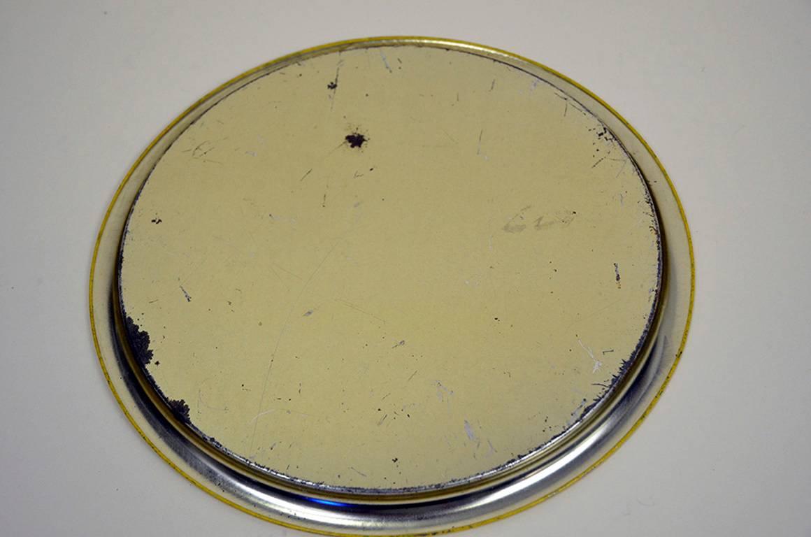 Mid-20th Century 1960s Vintage Yellow Round Tin Bar Tray Wührer Made in Italy