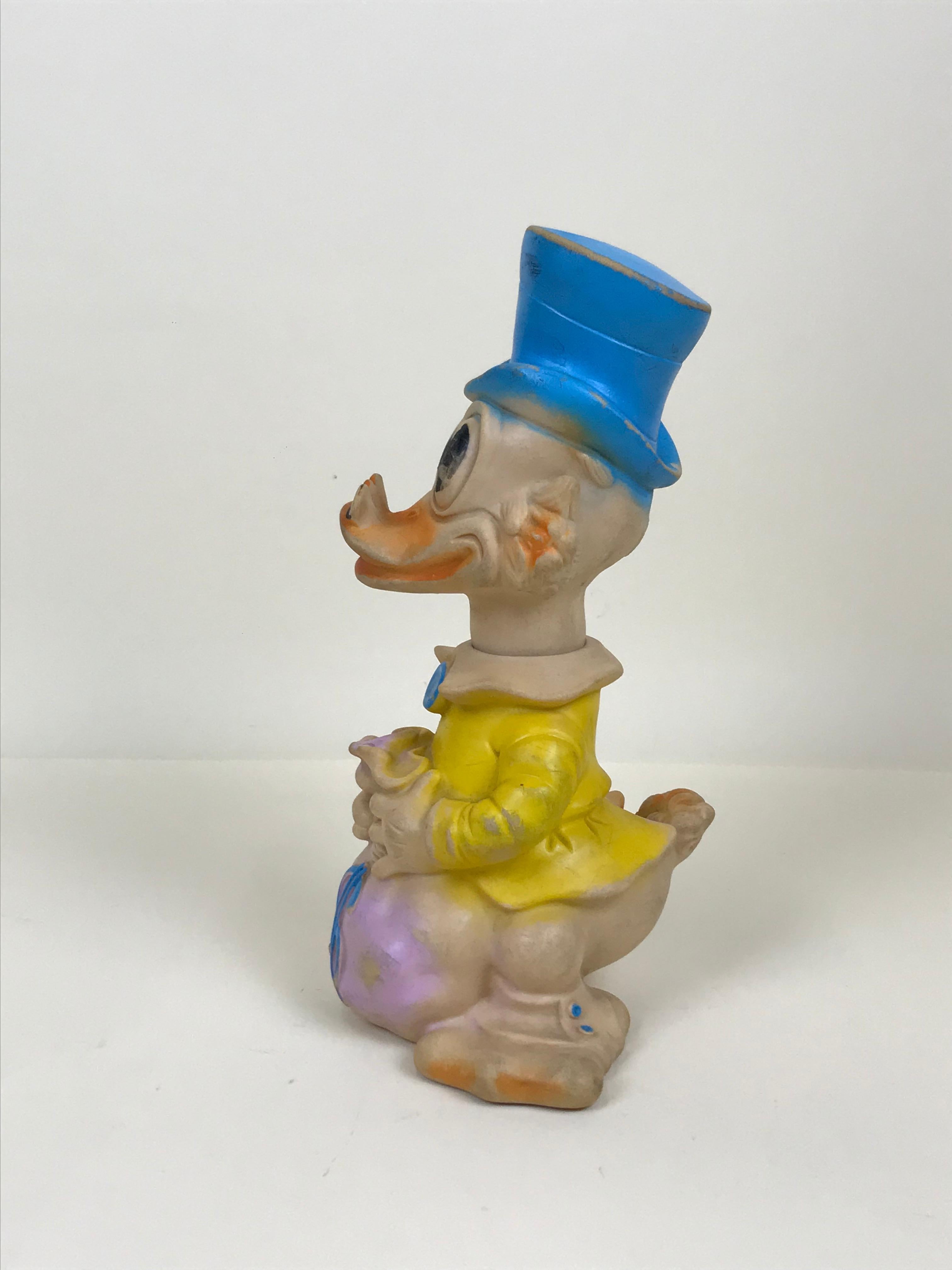 Mid-Century Modern 1960s Vintage Yellow Uncle Scrooge Squeak Toy Made in Ex Yugoslavia by Biserka  For Sale