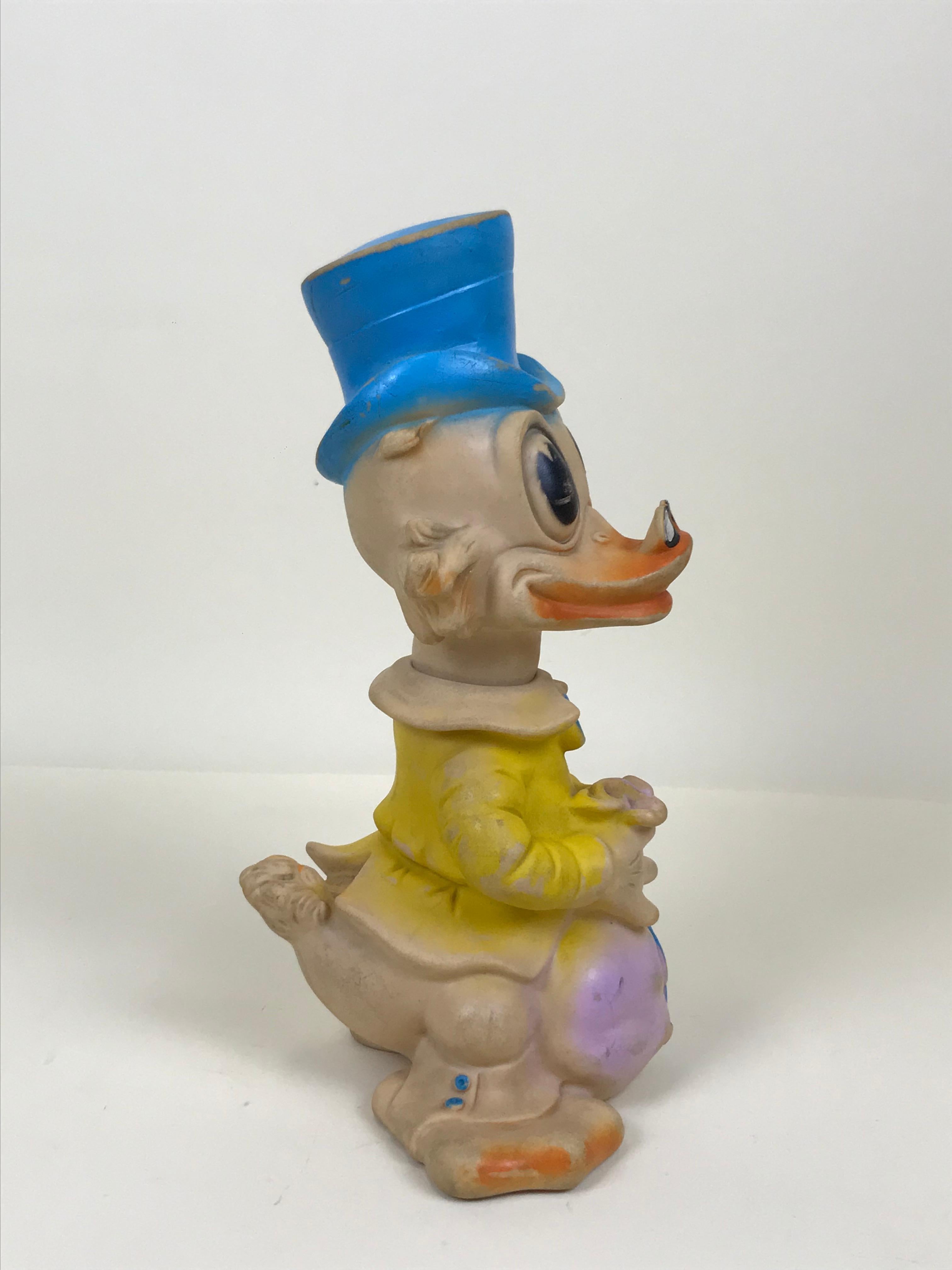 1960s Vintage Yellow Uncle Scrooge Squeak Toy Made in Ex Yugoslavia by Biserka  In Good Condition For Sale In Milan, IT
