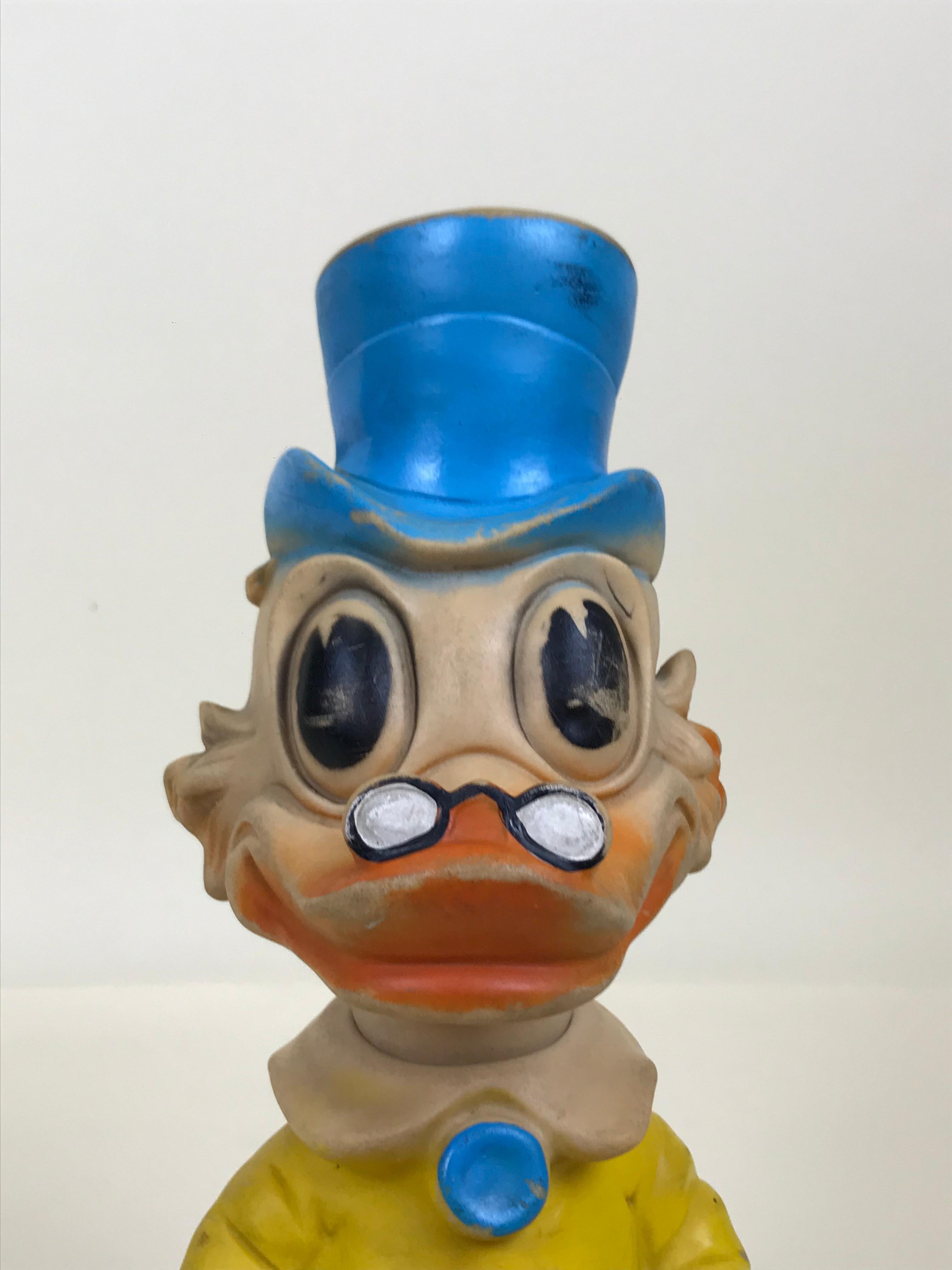 Mid-20th Century 1960s Vintage Yellow Uncle Scrooge Squeak Toy Made in Ex Yugoslavia by Biserka  For Sale