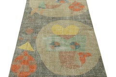 Tapis Zeki Muren vieilli vintage gris à motif Art Déco par Rug & Kilim, années 1960