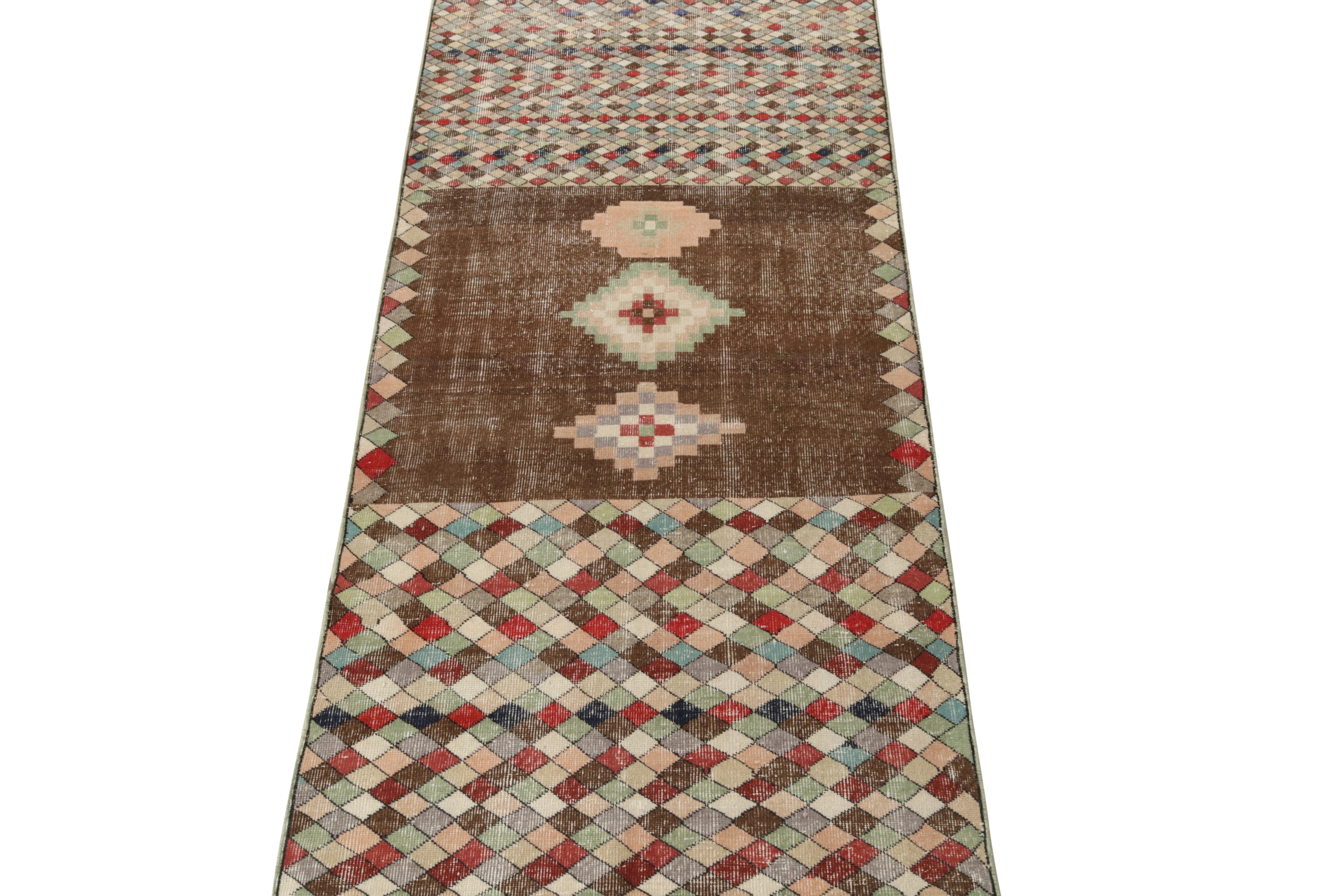 Hand-knotted in wool from Turkey originating between 1960-1970, this vintage mid-century modern rug is the latest to join our midcentury Pasha collection, celebrating Turkish icon and multidisciplinary designer Zeki Müren with Josh’s hand picked