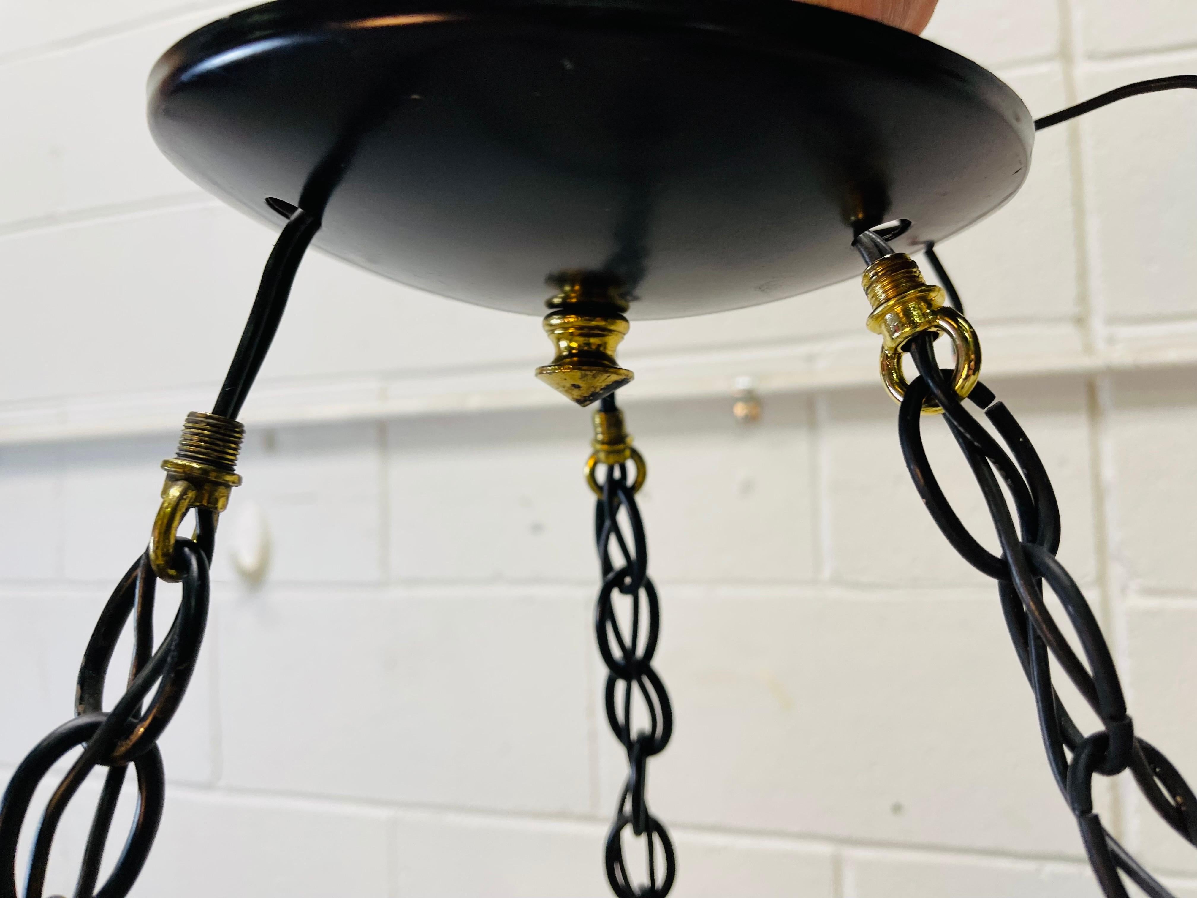 Metal 1960s, Virden Three-Light Hanging Pendants, Pair For Sale