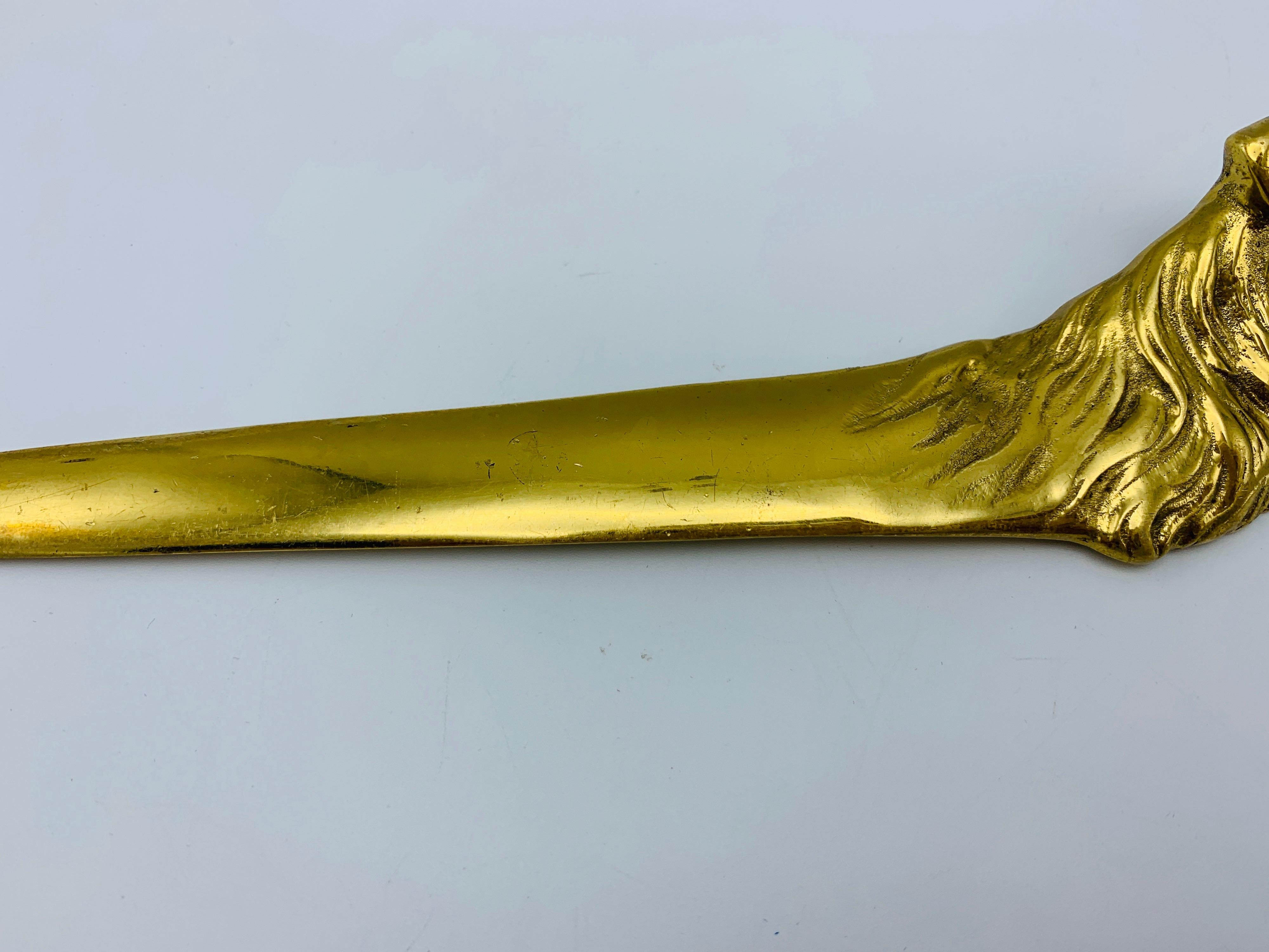 American 1960s Virginia Metalcrafters Brass Collie Letter Opener For Sale