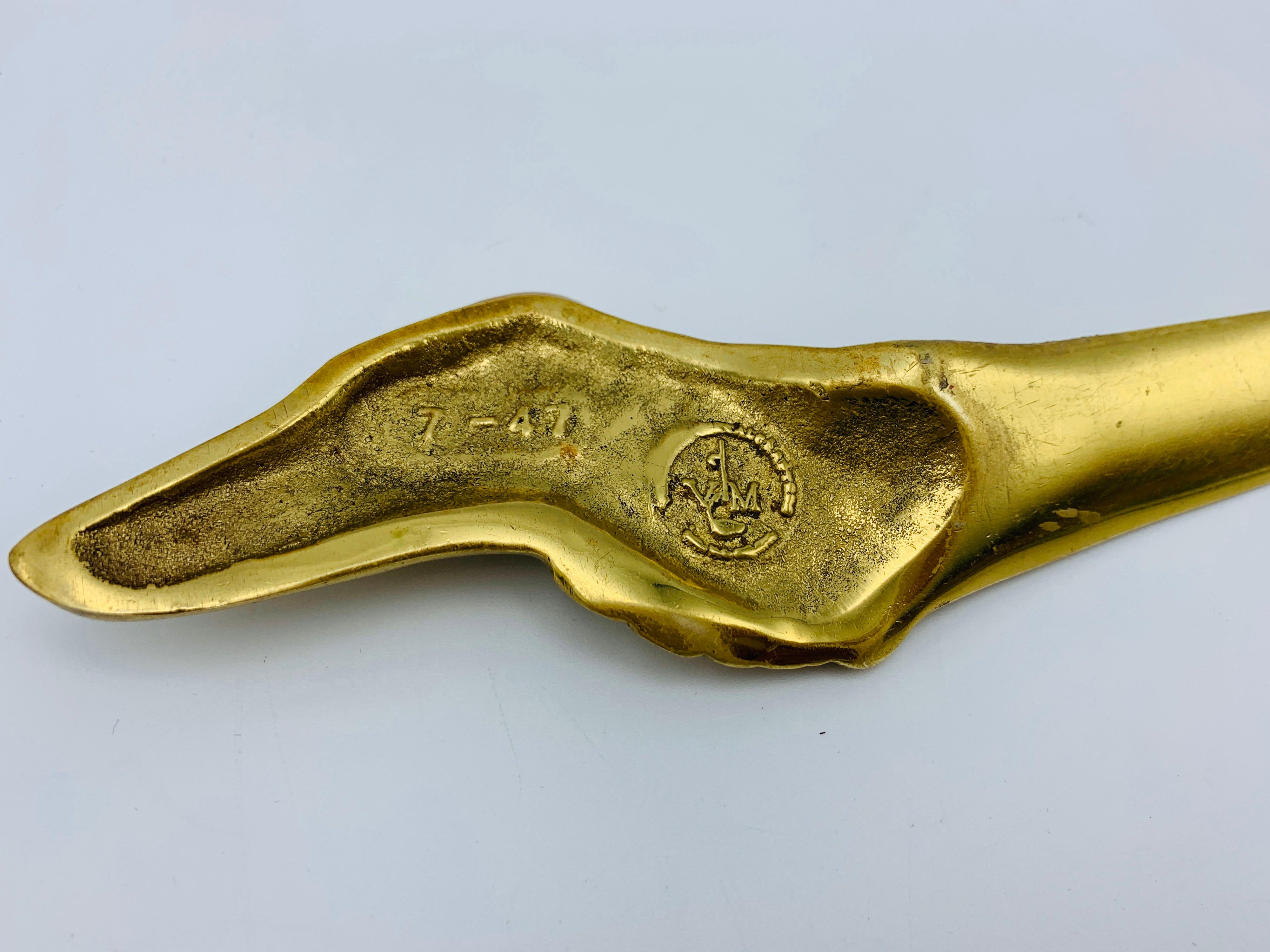 1960s Virginia Metalcrafters Brass Collie Letter Opener For Sale 1