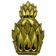 1960s Virginia Metalcrafters Brass Pineapple Door Knocker, 'Newport #4022'