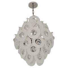 1960s Vistosi 7 tiers Glass Discs and Ball Chandelier , Italy