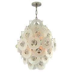 Lampadario Vistosi anni '60 a 7 piani con dischi di vetro e ball, Italia
