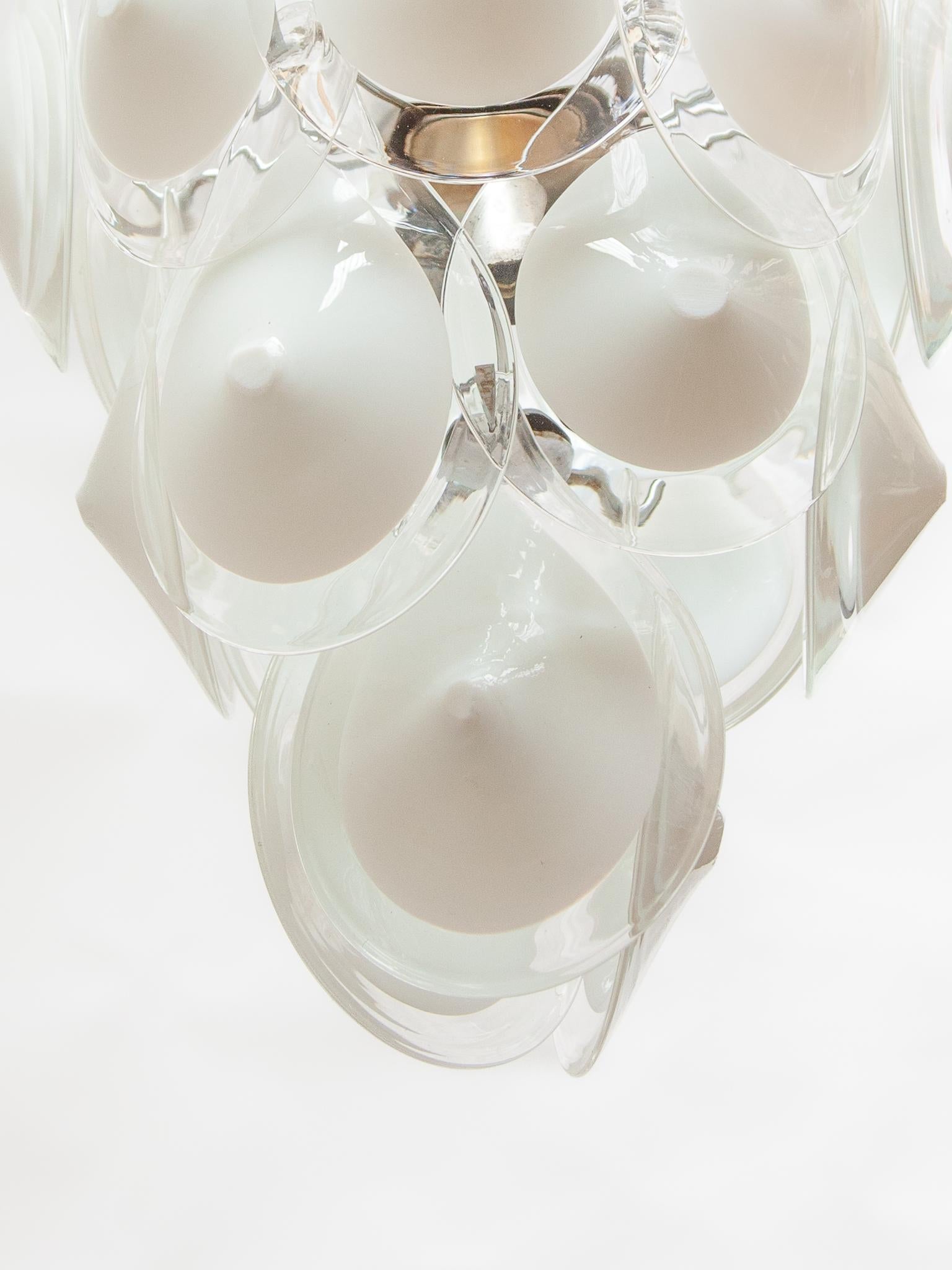 1960s Vistosi Opal Glass Chandelier Rare Murano Lighting, italy  For Sale 1