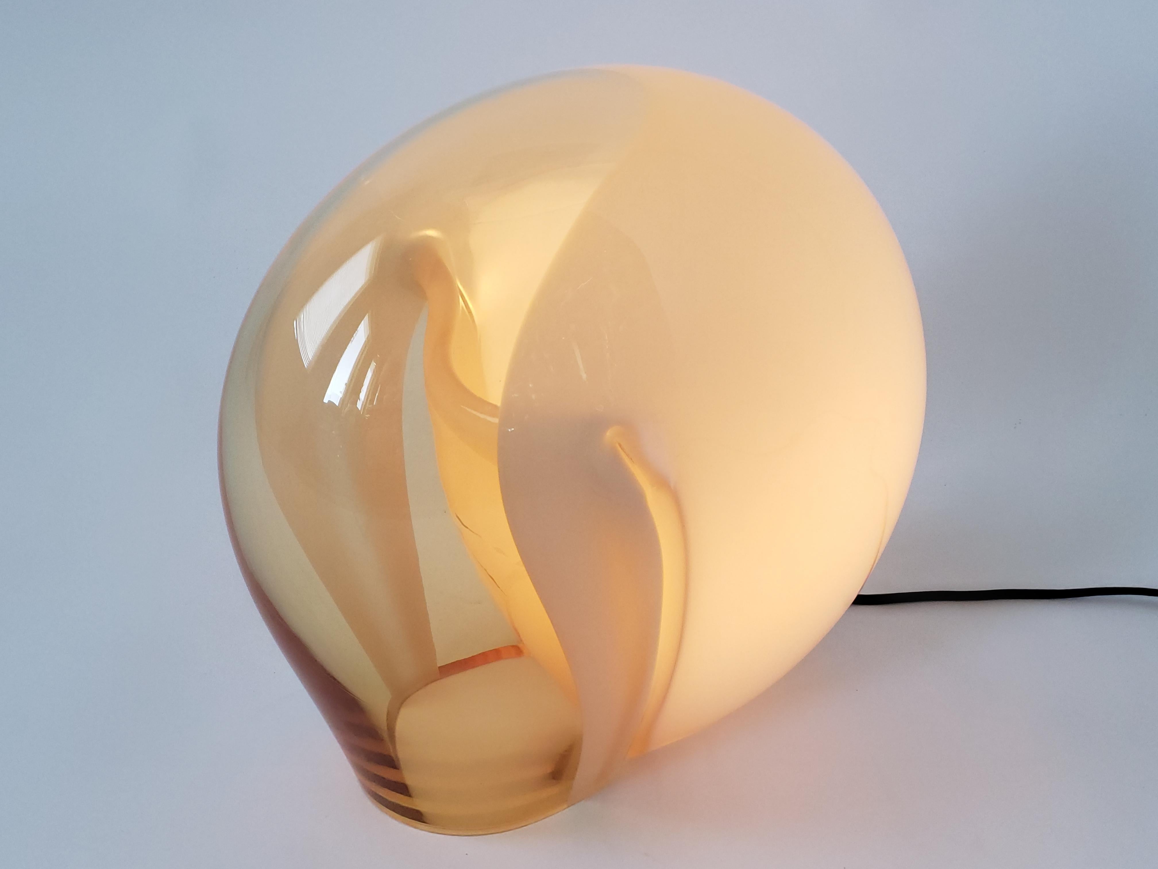 Mid-Century Modern 1960s Vistosi Sculptural Thick Glass Table Lamp, Italy