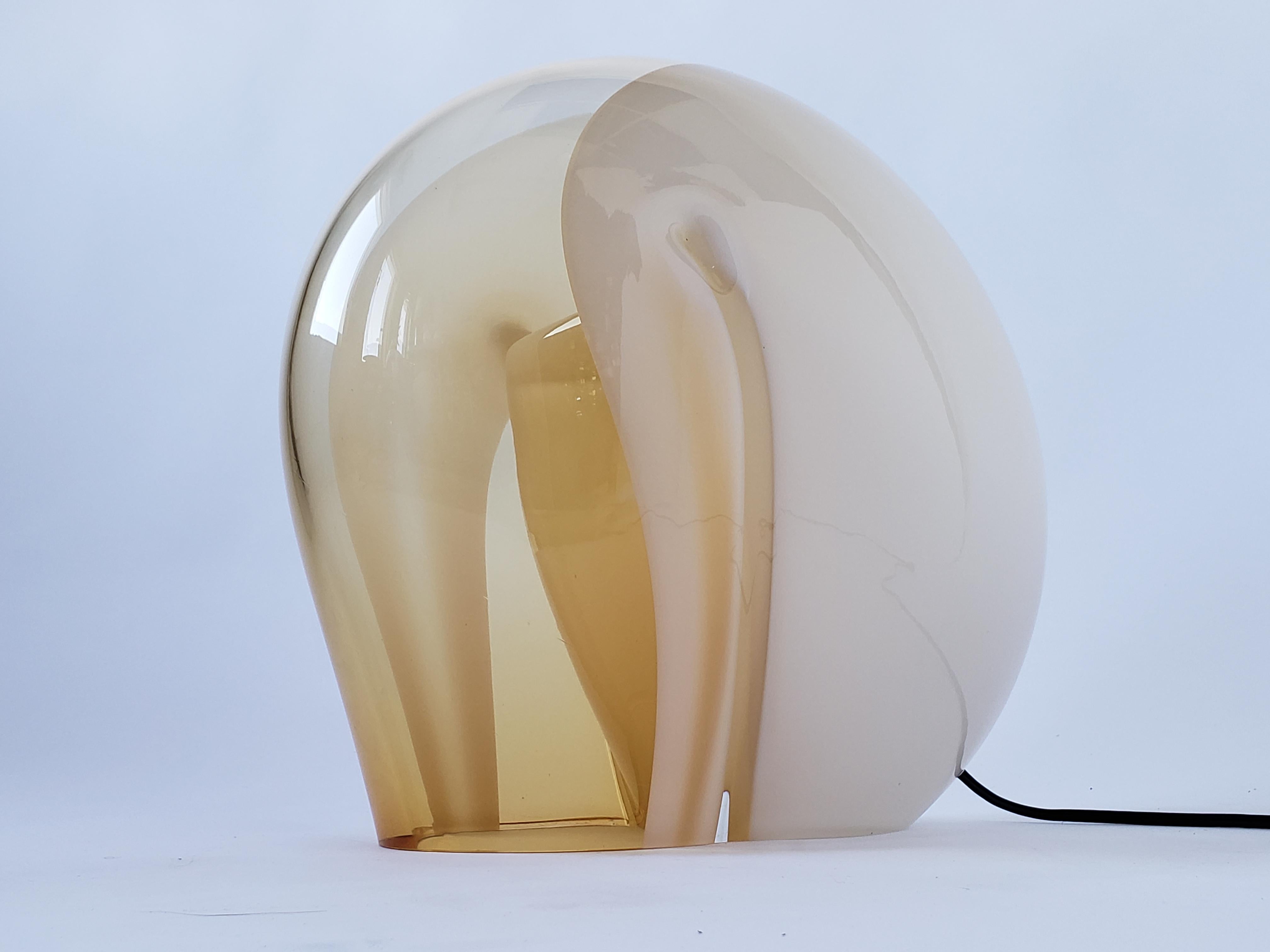 Italian 1960s Vistosi Sculptural Thick Glass Table Lamp, Italy
