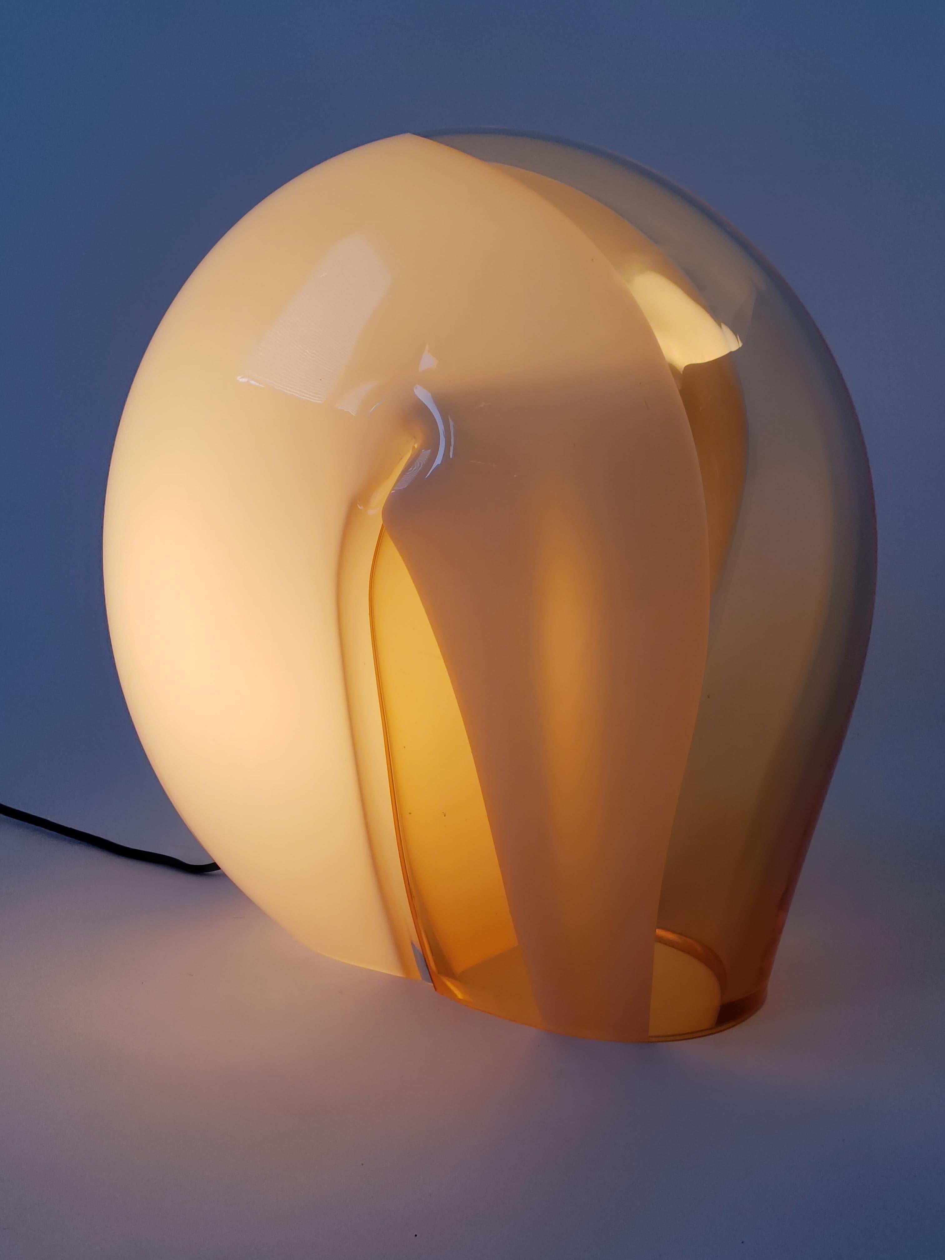 Blown Glass 1960s Vistosi Sculptural Thick Glass Table Lamp, Italy