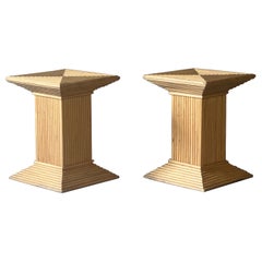 1960s Vivai Del Sud Italian Split Reed End Tables, a Pair