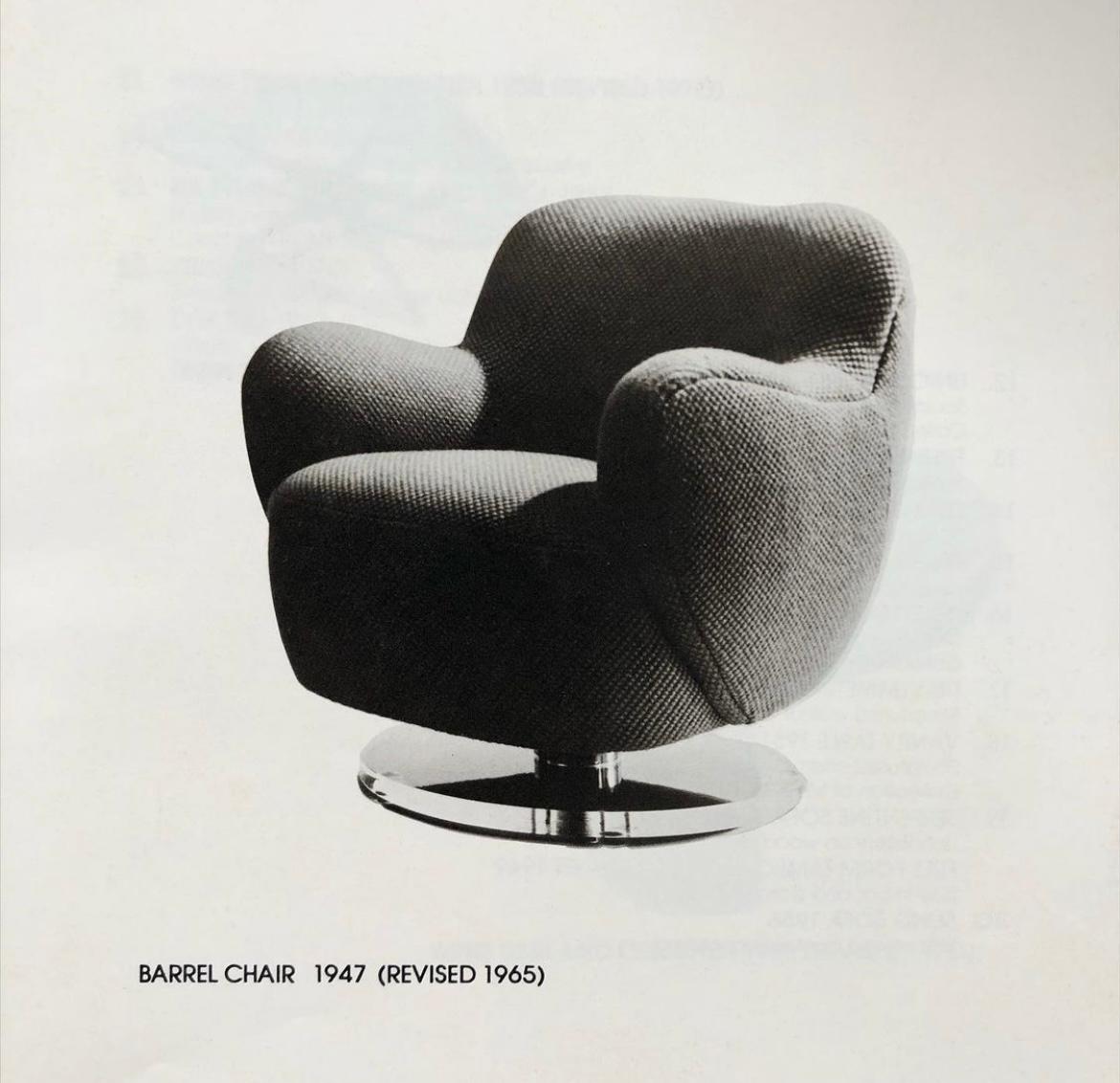 1960s Vladimir Kagan Swivel Barrel Chair on Swivel and Rocking Brass Pedestal 8