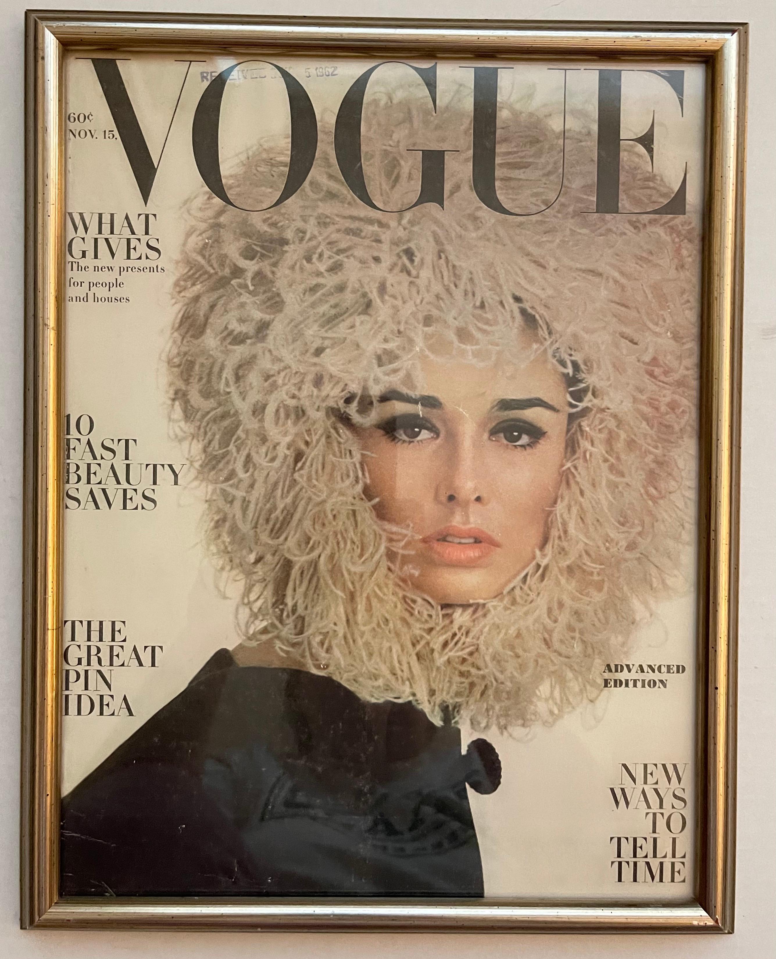 Glass 1960s Vogue Magazine Framed Covers, Set of 3
