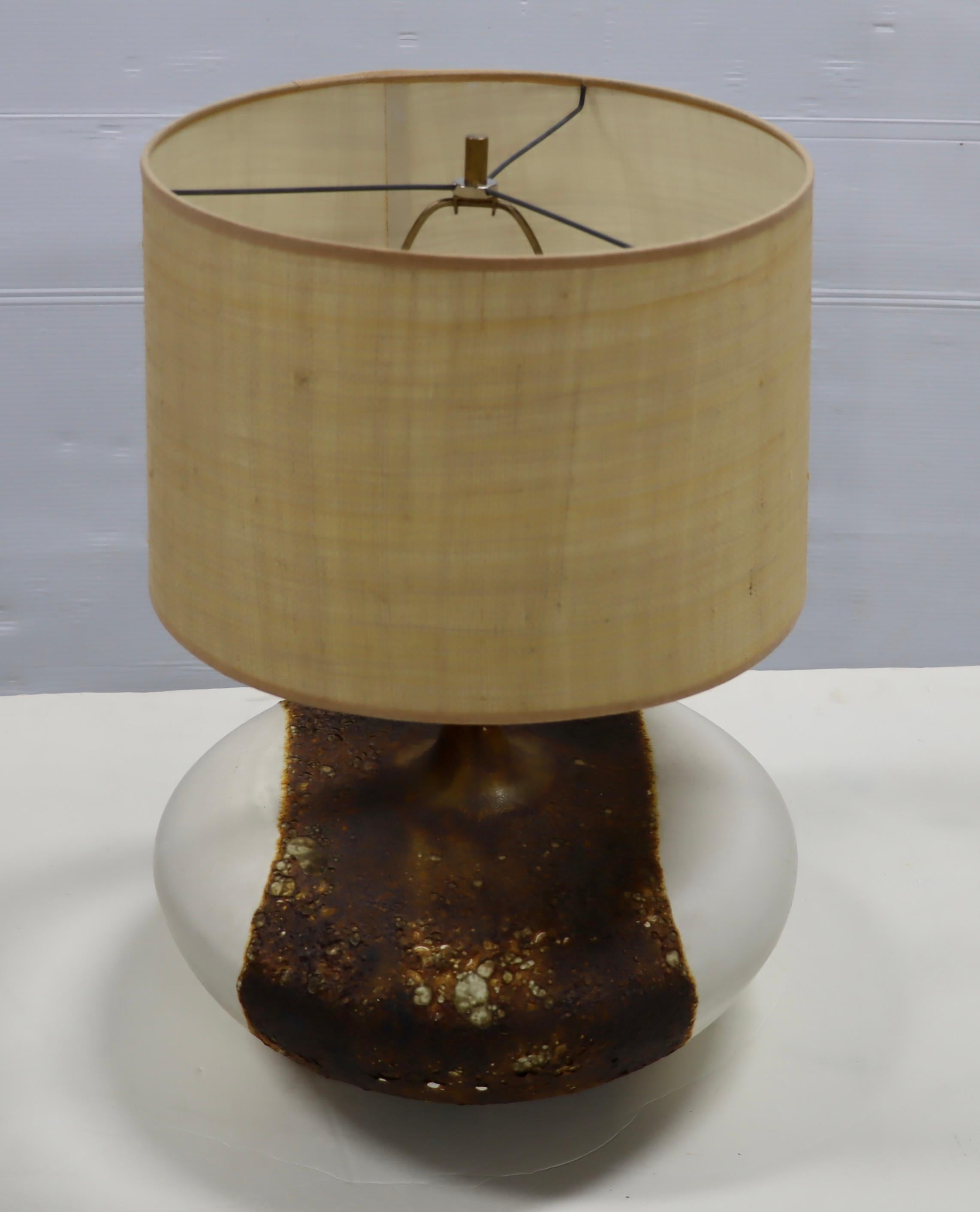 Mid-Century Modern 1960's Volcanic Lava Glazed Table Lamp  For Sale