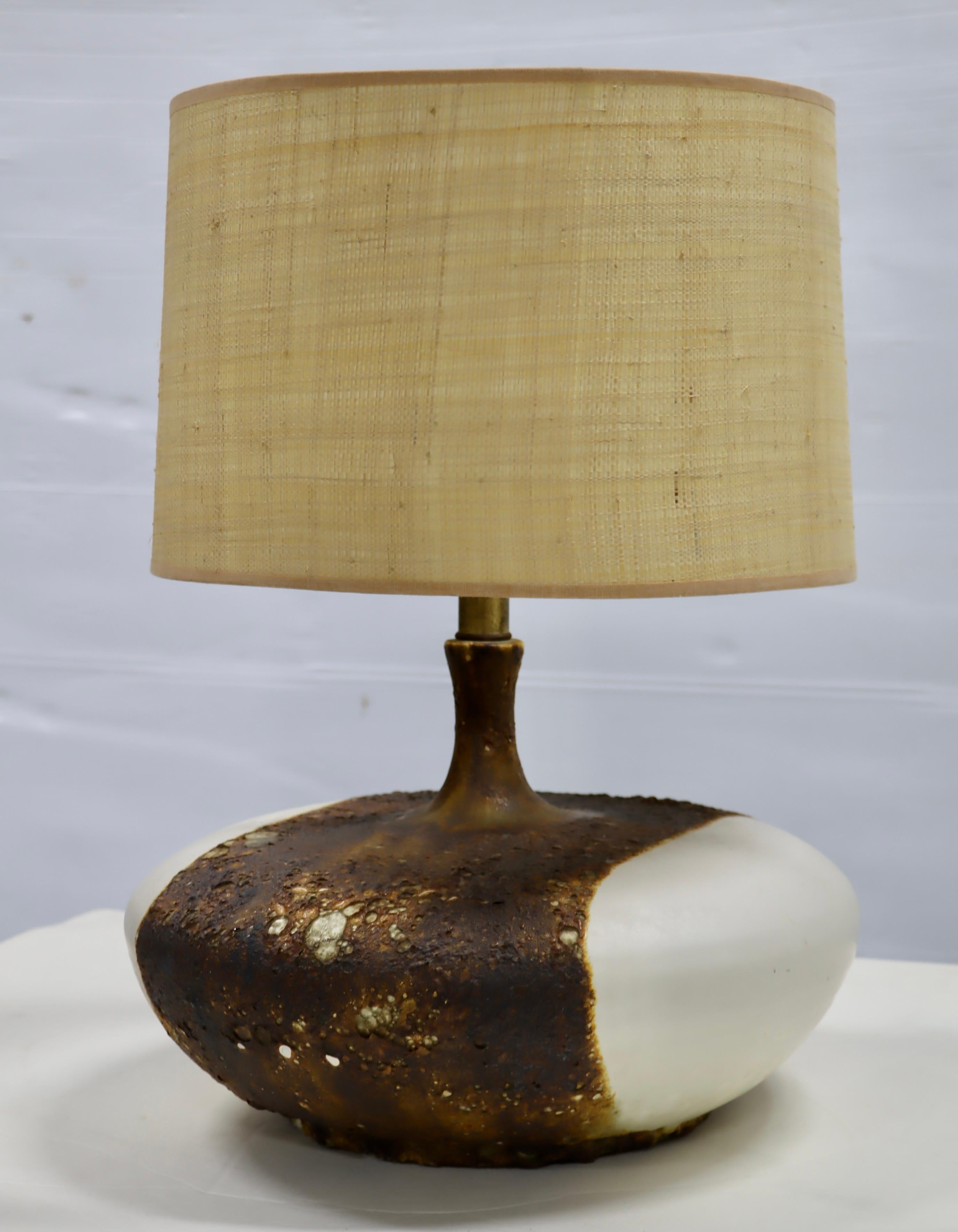 American 1960's Volcanic Lava Glazed Table Lamp  For Sale