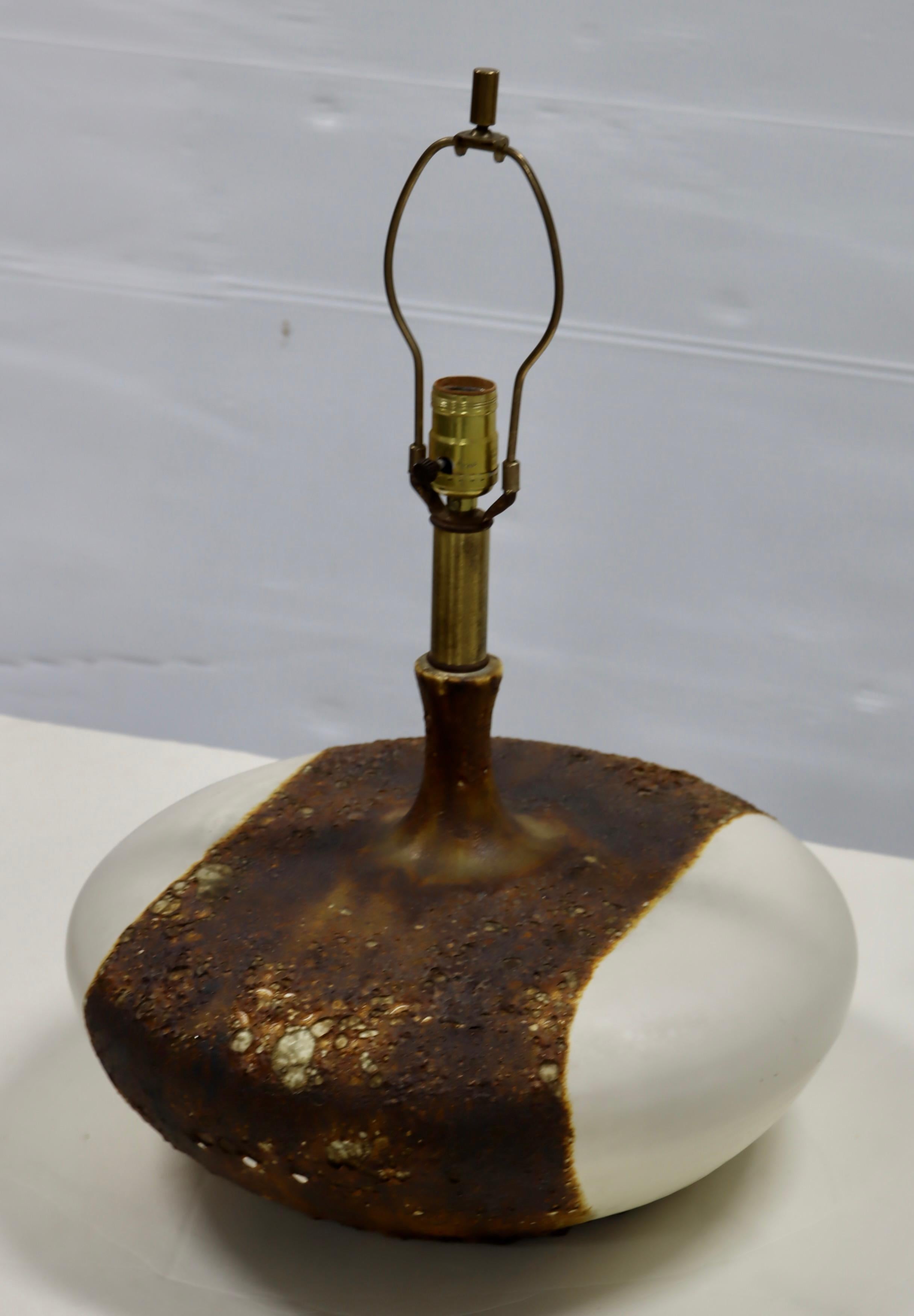 Mid-20th Century 1960's Volcanic Lava Glazed Table Lamp  For Sale